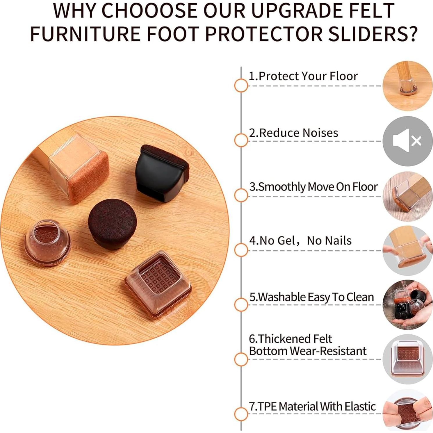 Protectores de Suelo Silicona GAGUIUP 16PCS Redondos 2-2.8cm Negro