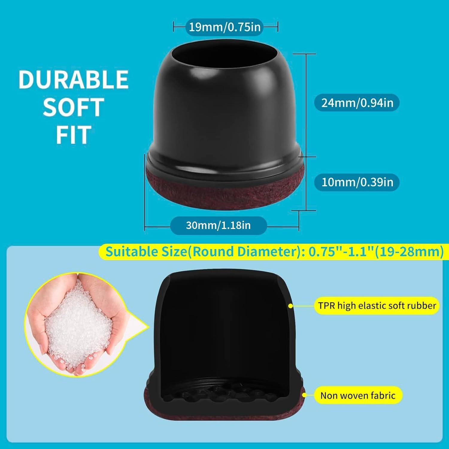 Protectores de Suelo Silicona GAGUIUP 16PCS Redondos 2-2.8cm Negro