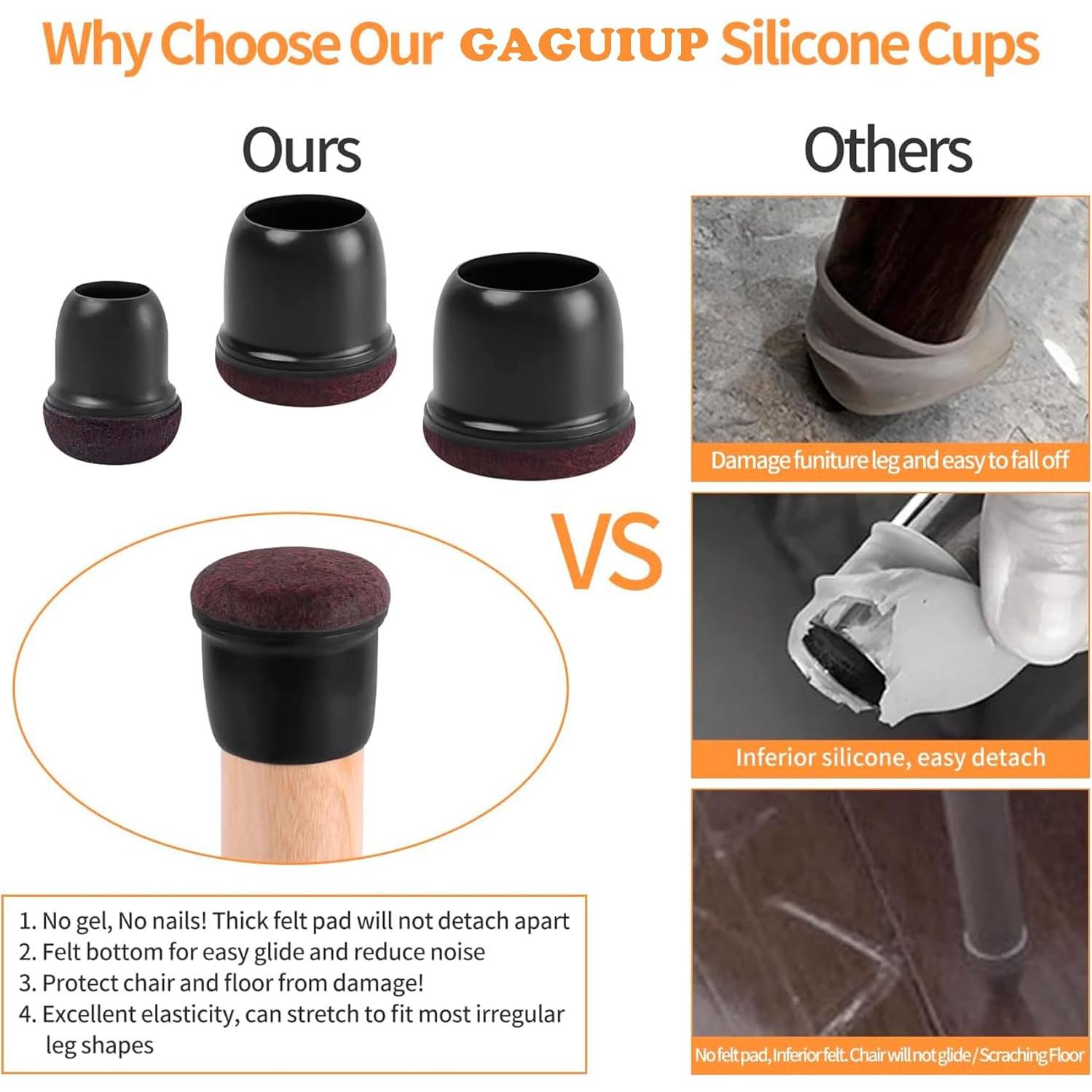 Protectores de Suelo Silicona GAGUIUP 16PCS Redondos 2-2.8cm Negro