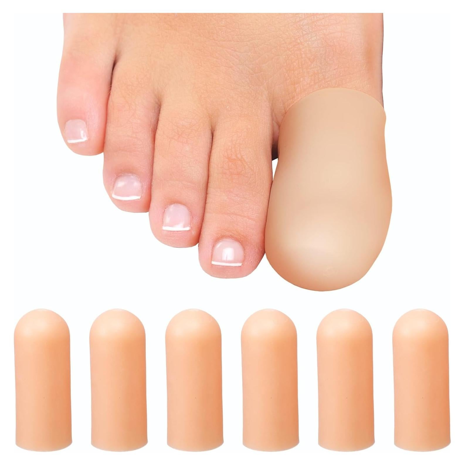 Protectores de Gel para Dedos Homergy - 6 Unidades Grandes Beige