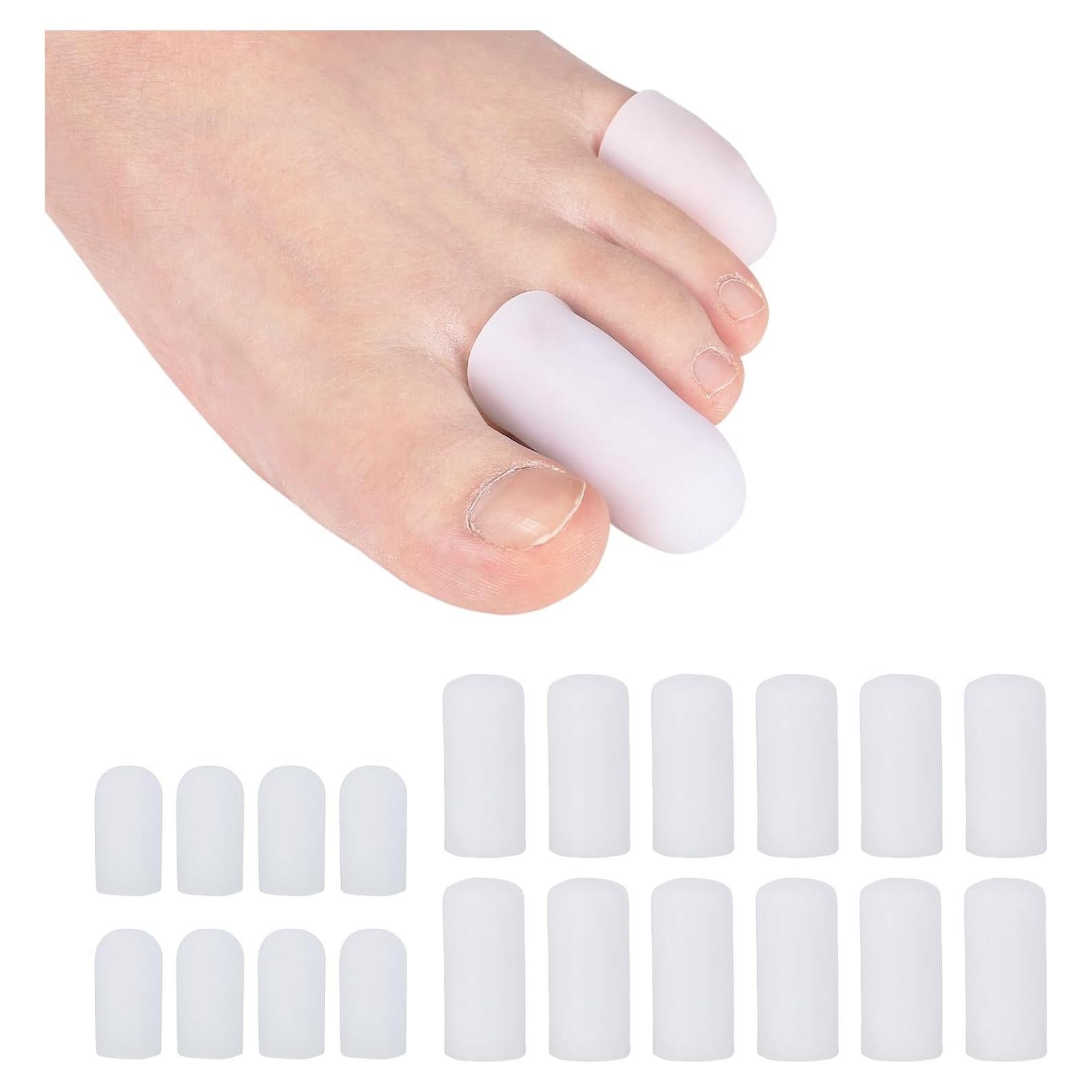 20Pcs Gel Toe Protectors - Durable Silicone Toe Caps, Toe Cushion Guard Cover for Women Men, Relieve Ingrown Toenails, Hammer Toes, Corns, Blisters, Callus, 8S + 12M