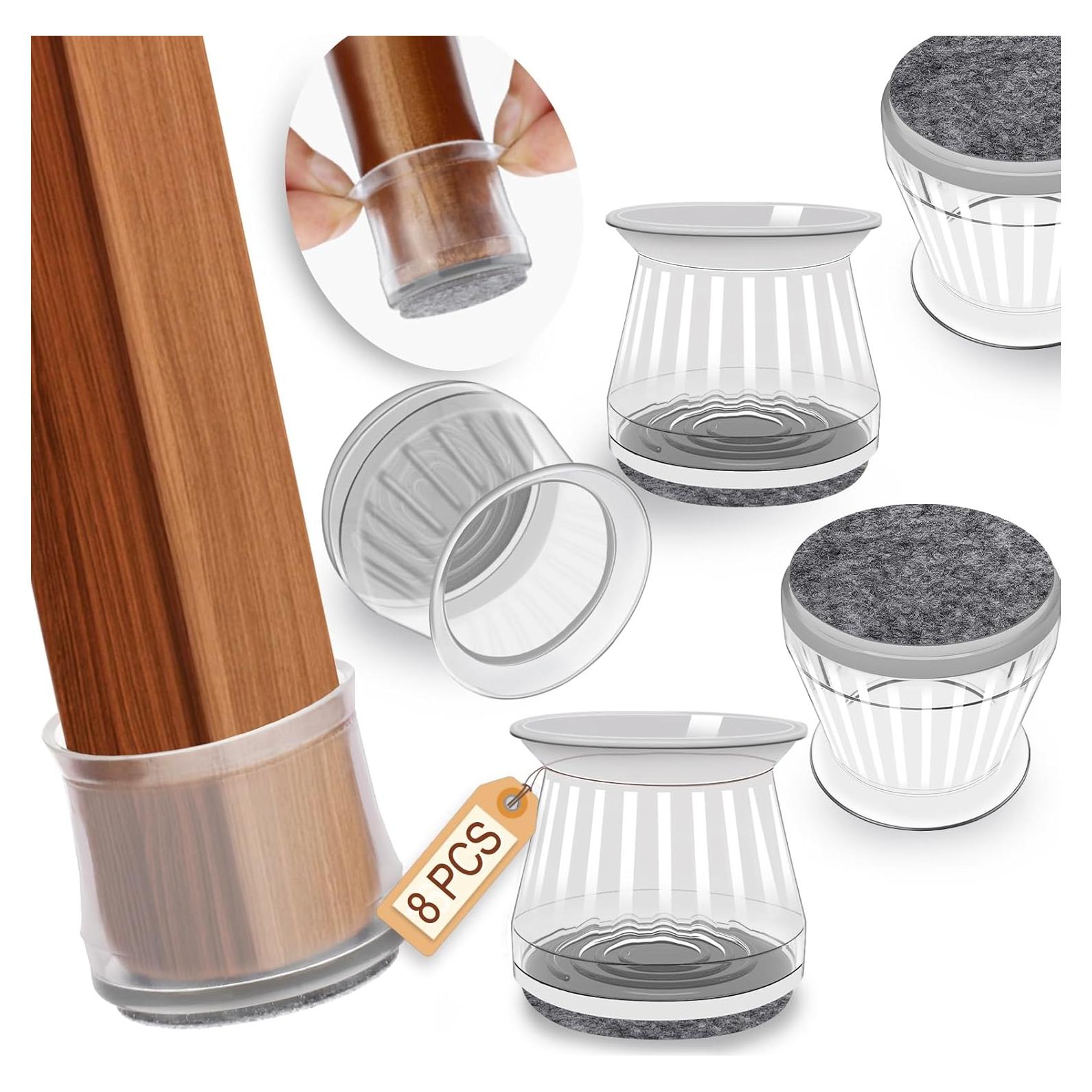 Protectores de patas de silla Colorleaf - 8 Piezas Silicona Transparente