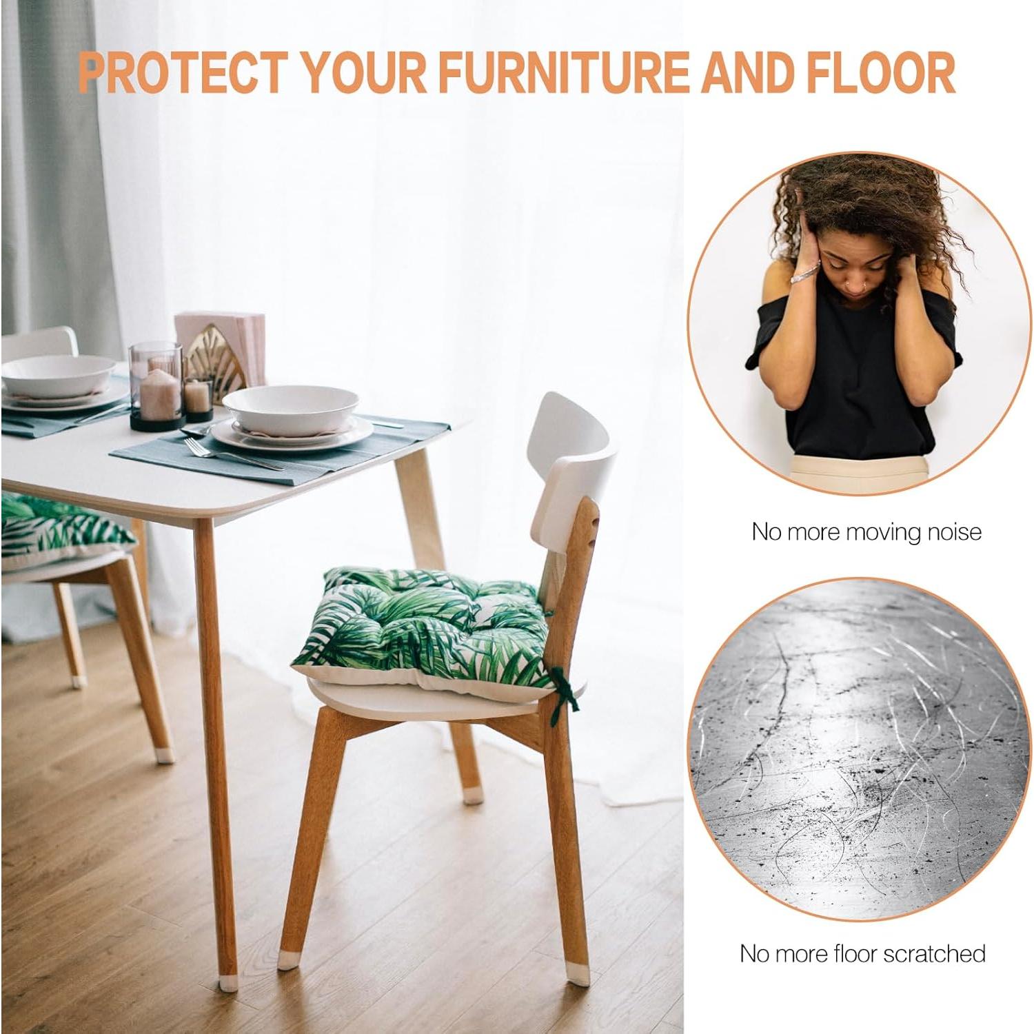 Protectores de patas de silla Colorleaf - 8 Piezas Silicona Transparente