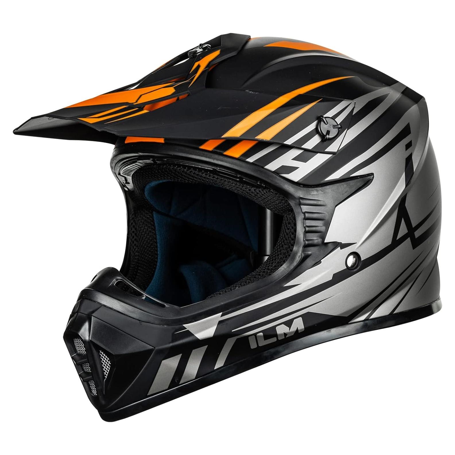 Casco de Motocross ILM 128S Adulto-XXL Naranja Gris