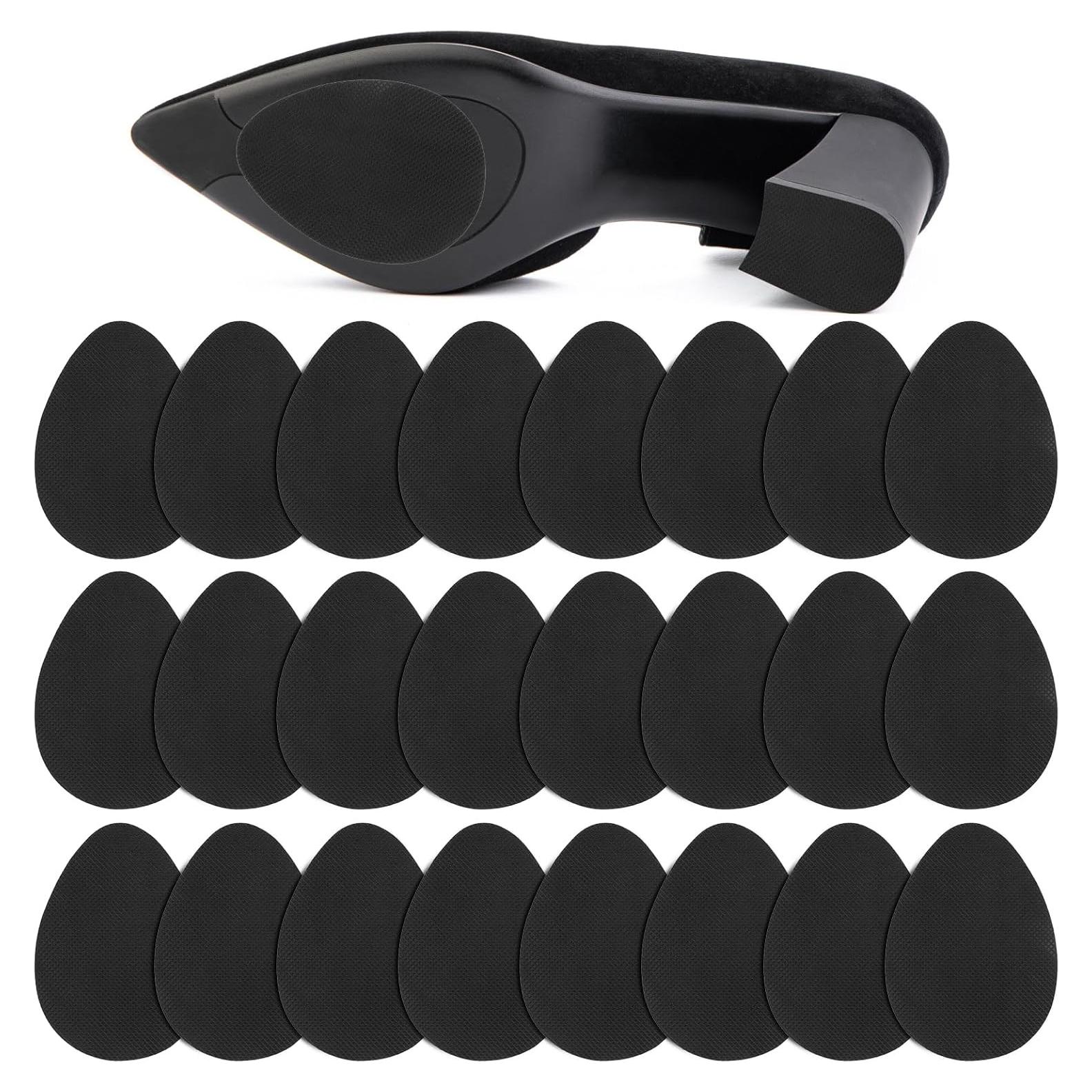 PEASUG 24PcsThick Anti Slip Shoe Grips on Bottom of Shoes, Self Adhesive Non Slip Shoe Pads Stickers, 1mm Rubber High Heels Non-Skid Shoes Gummi Sole Protector, Black