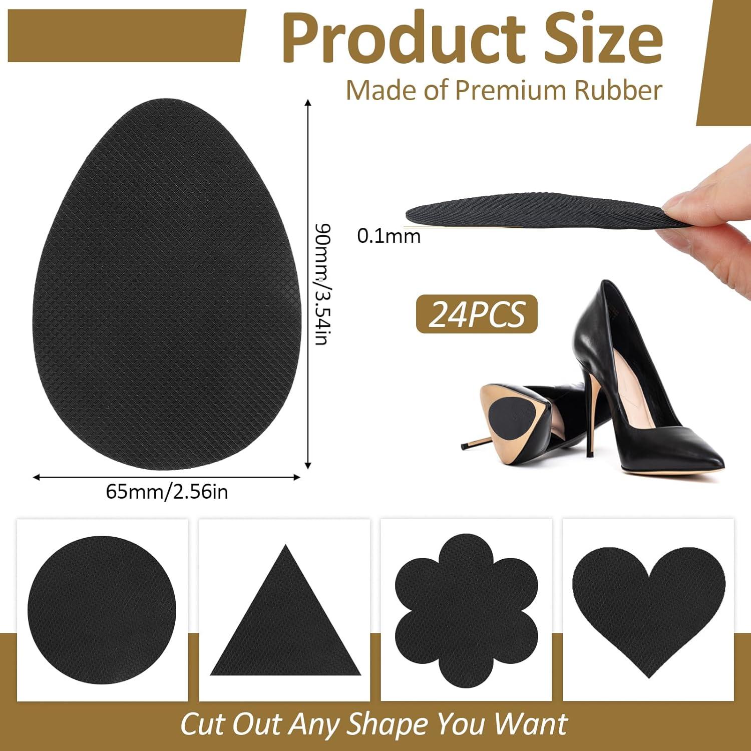 PEASUG 24PcsThick Anti Slip Shoe Grips on Bottom of Shoes, Self Adhesive Non Slip Shoe Pads Stickers, 1mm Rubber High Heels Non-Skid Shoes Gummi Sole Protector, Black