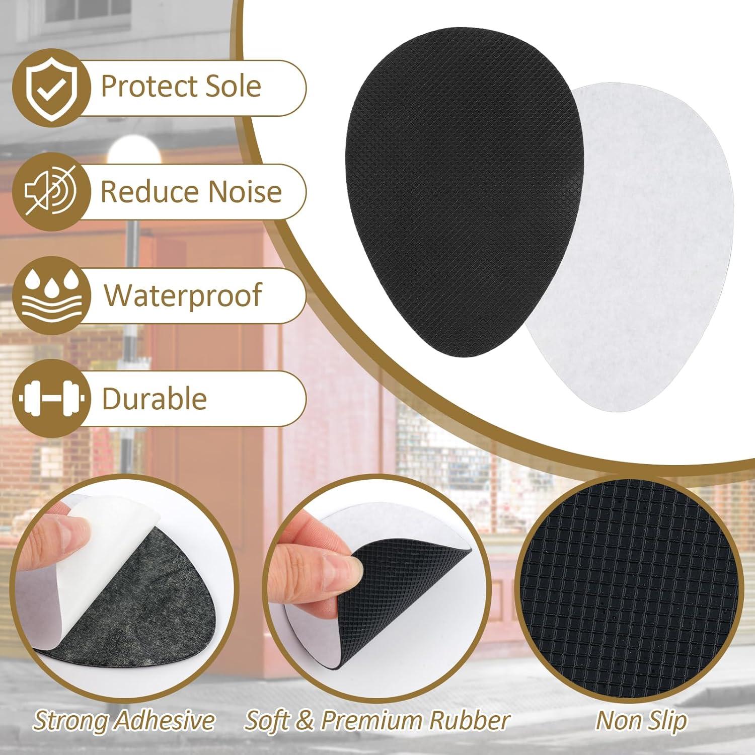 PEASUG 24PcsThick Anti Slip Shoe Grips on Bottom of Shoes, Self Adhesive Non Slip Shoe Pads Stickers, 1mm Rubber High Heels Non-Skid Shoes Gummi Sole Protector, Black