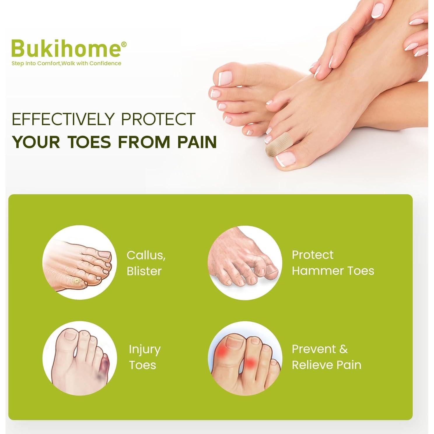 Protectores de Dedos Bukihome 8 PCS Silicona Mediano Alivio Dolor