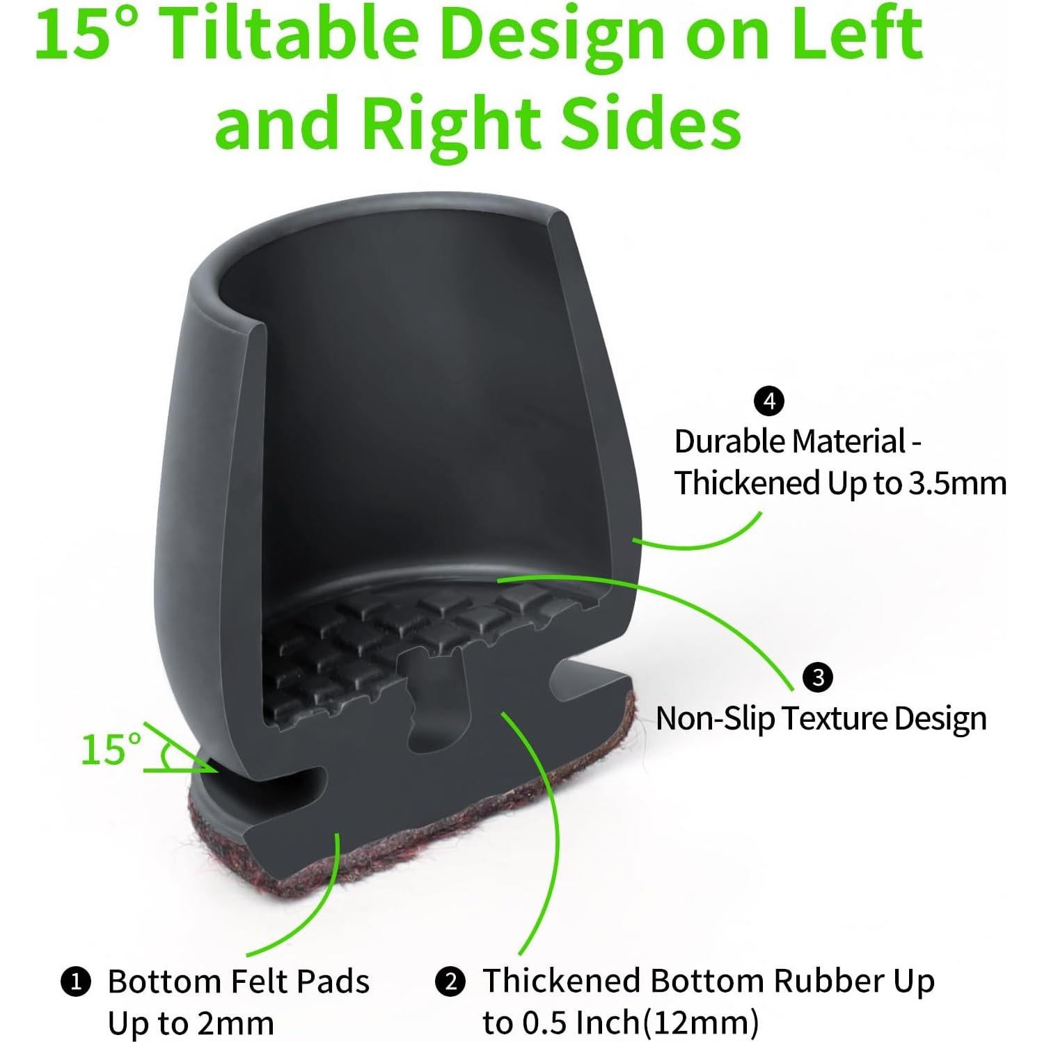 16PCS Small Chair Leg Floor Protectors, Metal Chair Leg Caps Covers Silicone Chair Feet Protectors for Wood Floors, Round Felt Furniture Pads Furniture Sliders for Hardwood Floors(Black,Fit 0.8"-1.1")