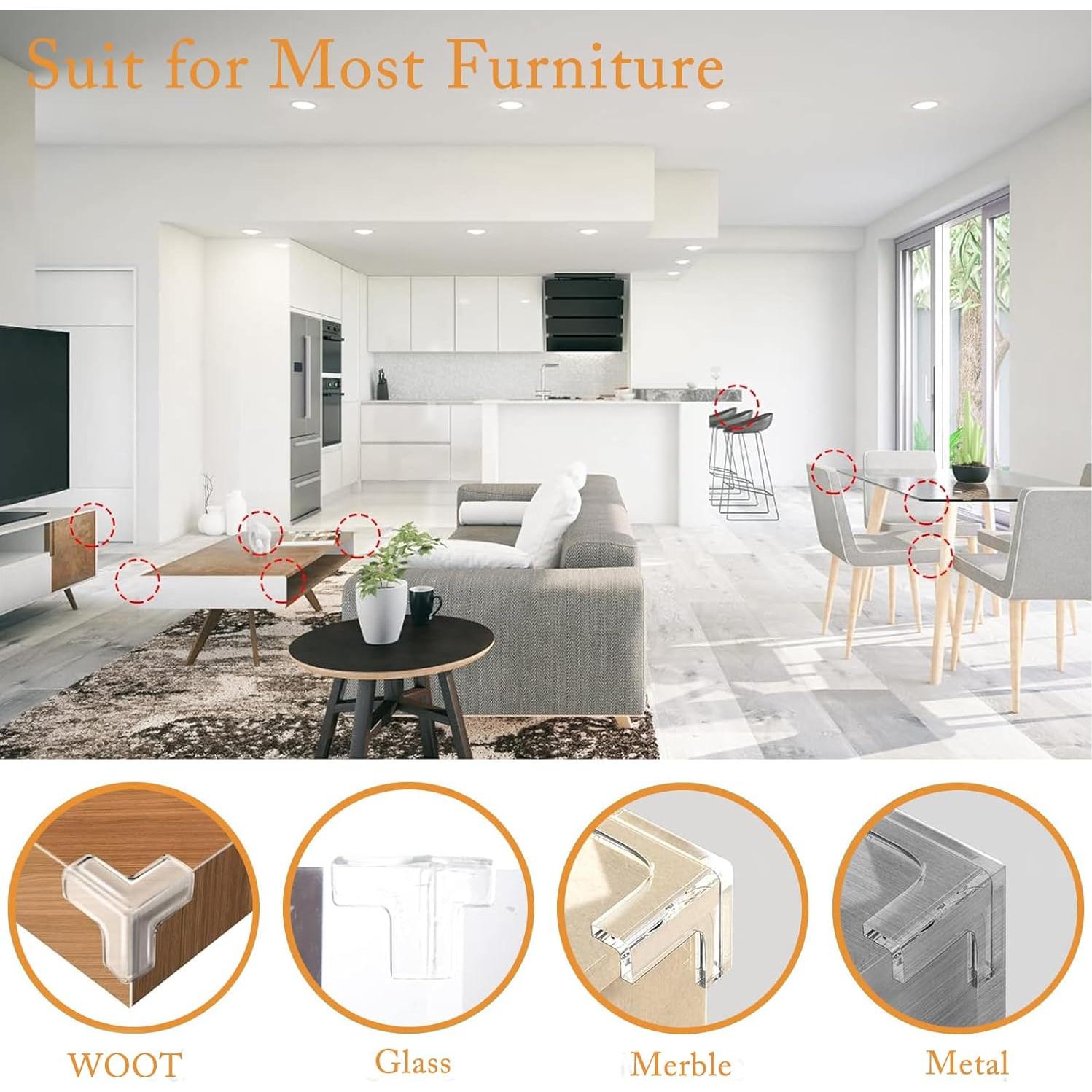 16 Protectores de Esquinas Transparentes ZADEICK Forma de T