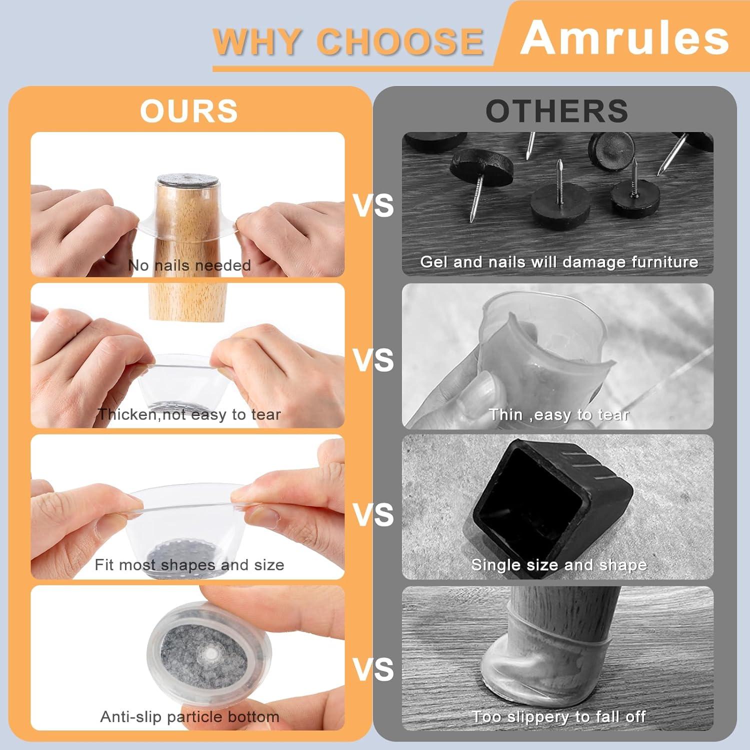 36 Protectores de Suelo Silicona Amrules para Patas de Sillas