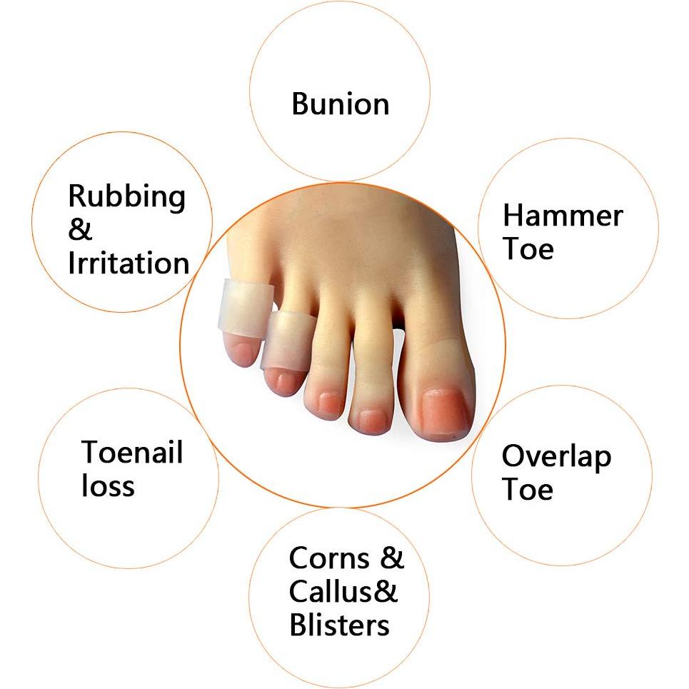 Paquete de 10 Protectores de Dedos del Pie Hoogoo Translucidos