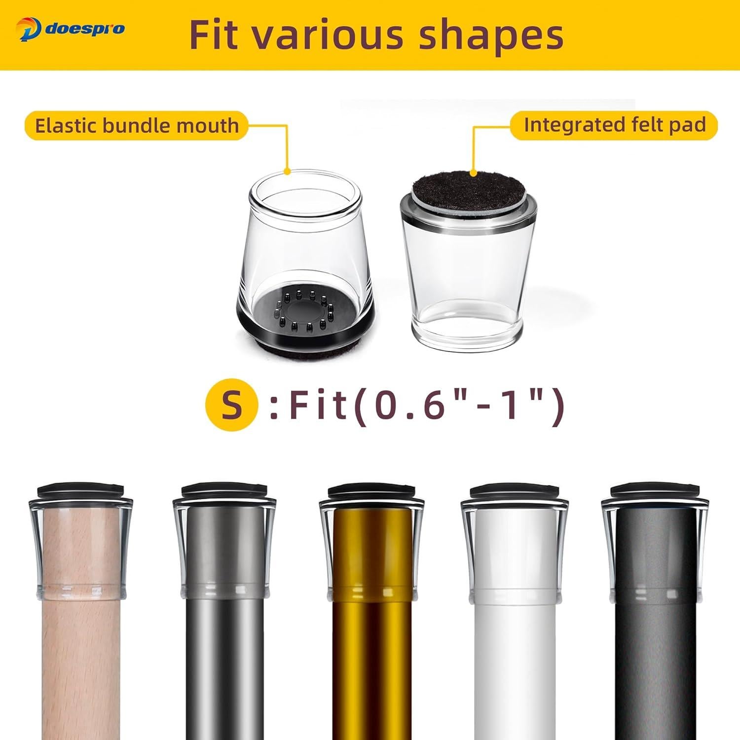 24 Protectores de Pies de Sillas 1 doespro Antideslizantes S