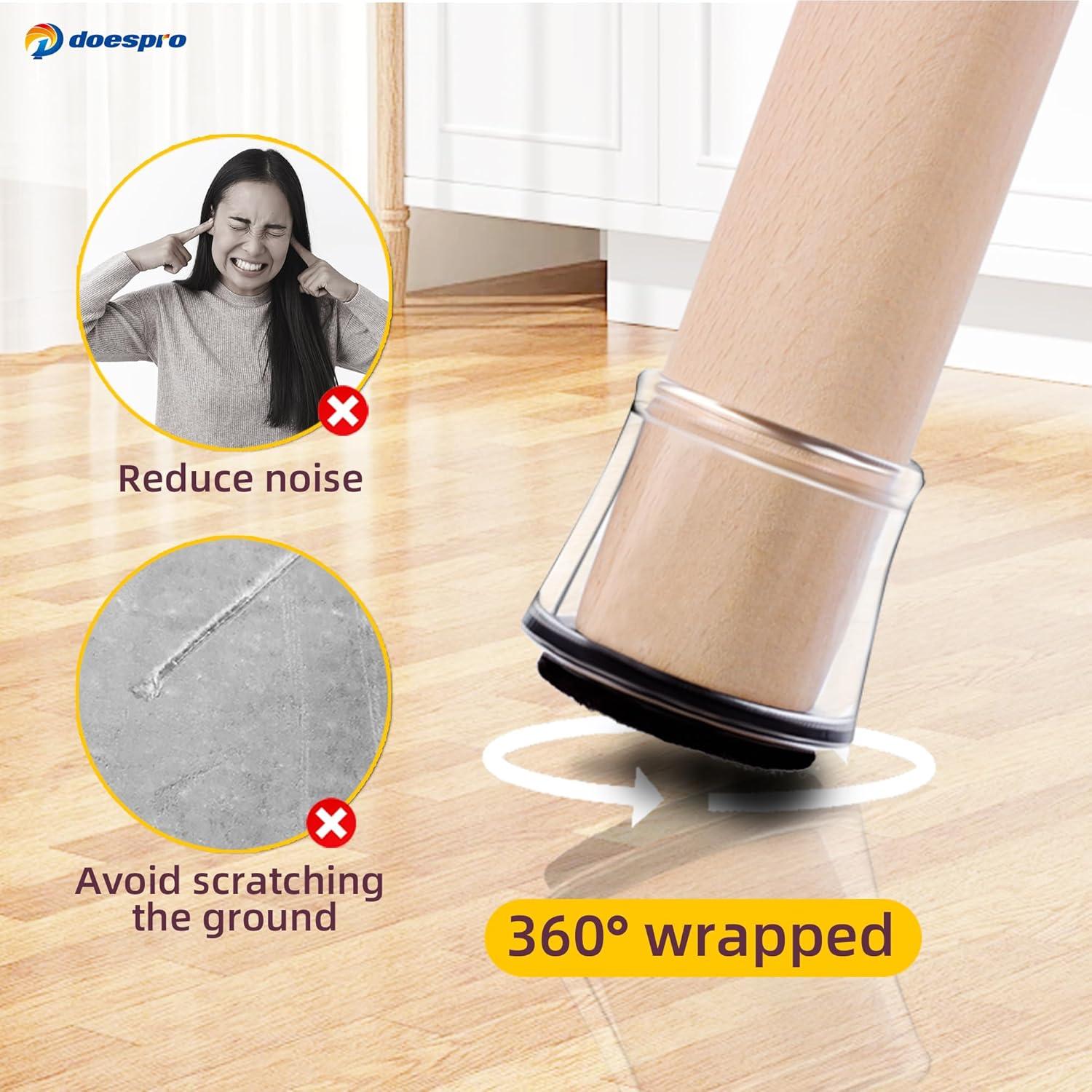 24 Protectores de Pies de Sillas 1 doespro Antideslizantes S