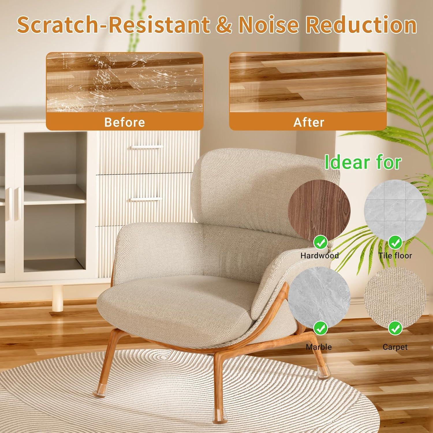 24 Protectores de Suelo para Patas de Silla Meldel - Pequeños 20-25mm