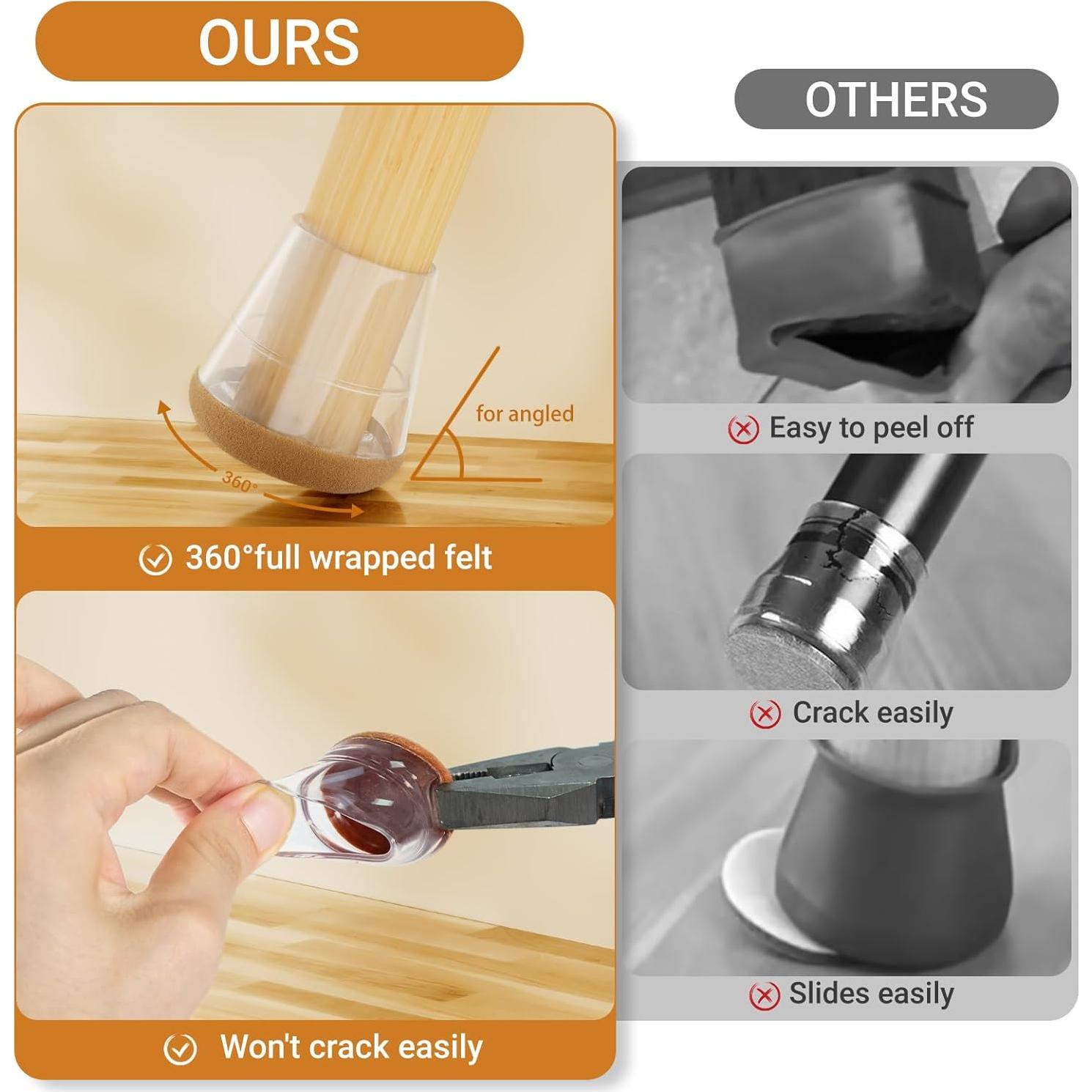 24 Protectores de Suelo para Patas de Silla Meldel - Pequeños 20-25mm