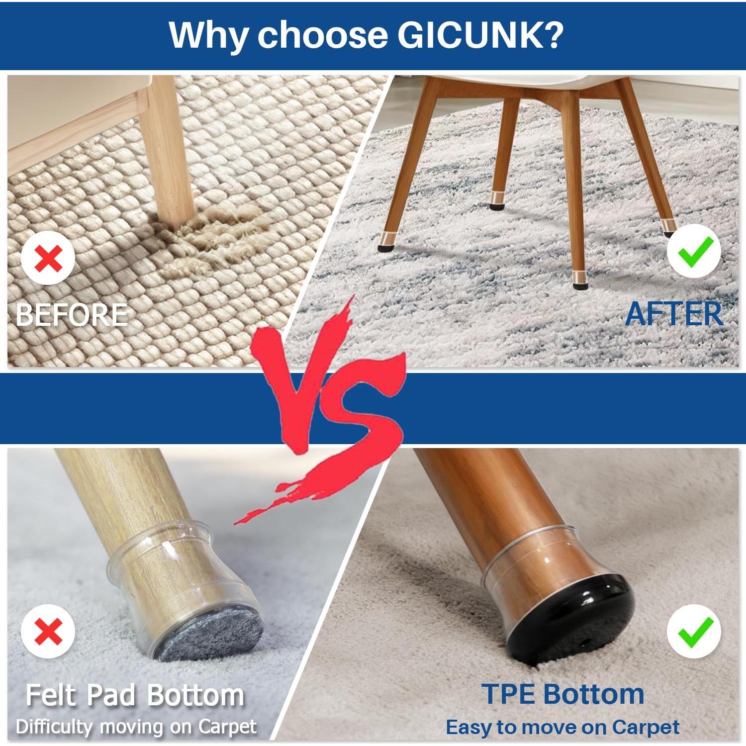 Protectores de Piso para Patas de Sillas GICUNK 28 Pcs Redondo L