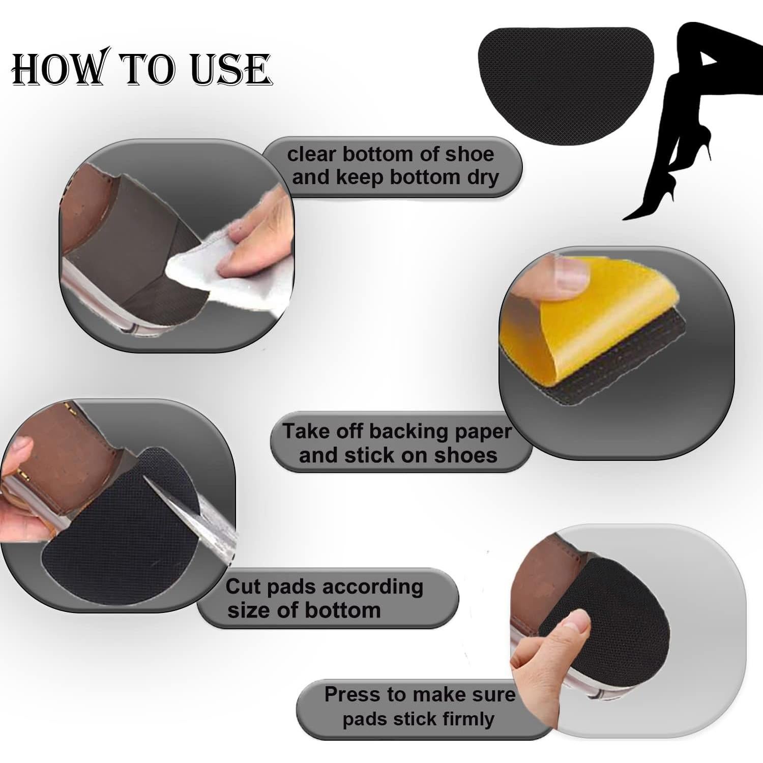 Protectores de Suela Antideslizantes ZBLGO - 4 Pares Negro