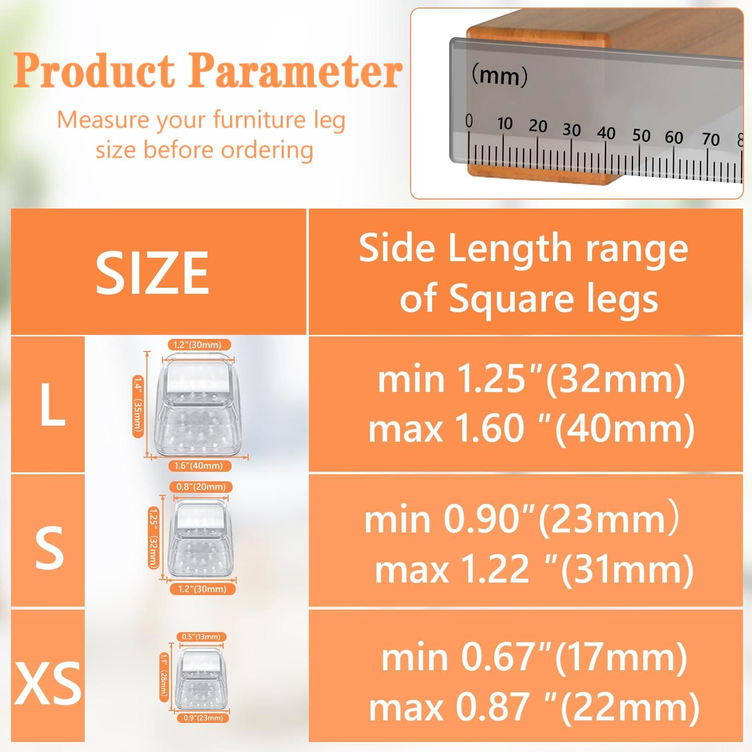 BAIPOK 36 Protectores de Suelo para Patas de Sillas Cuadradas