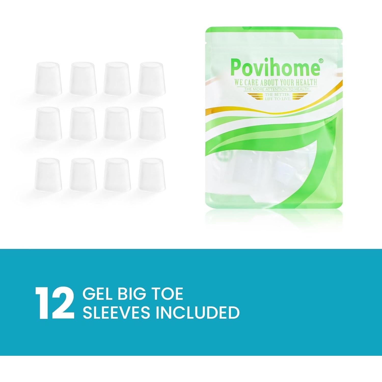 Protectores de Dedos Meñiques Povihome - Gel Transparente - 12 Piezas