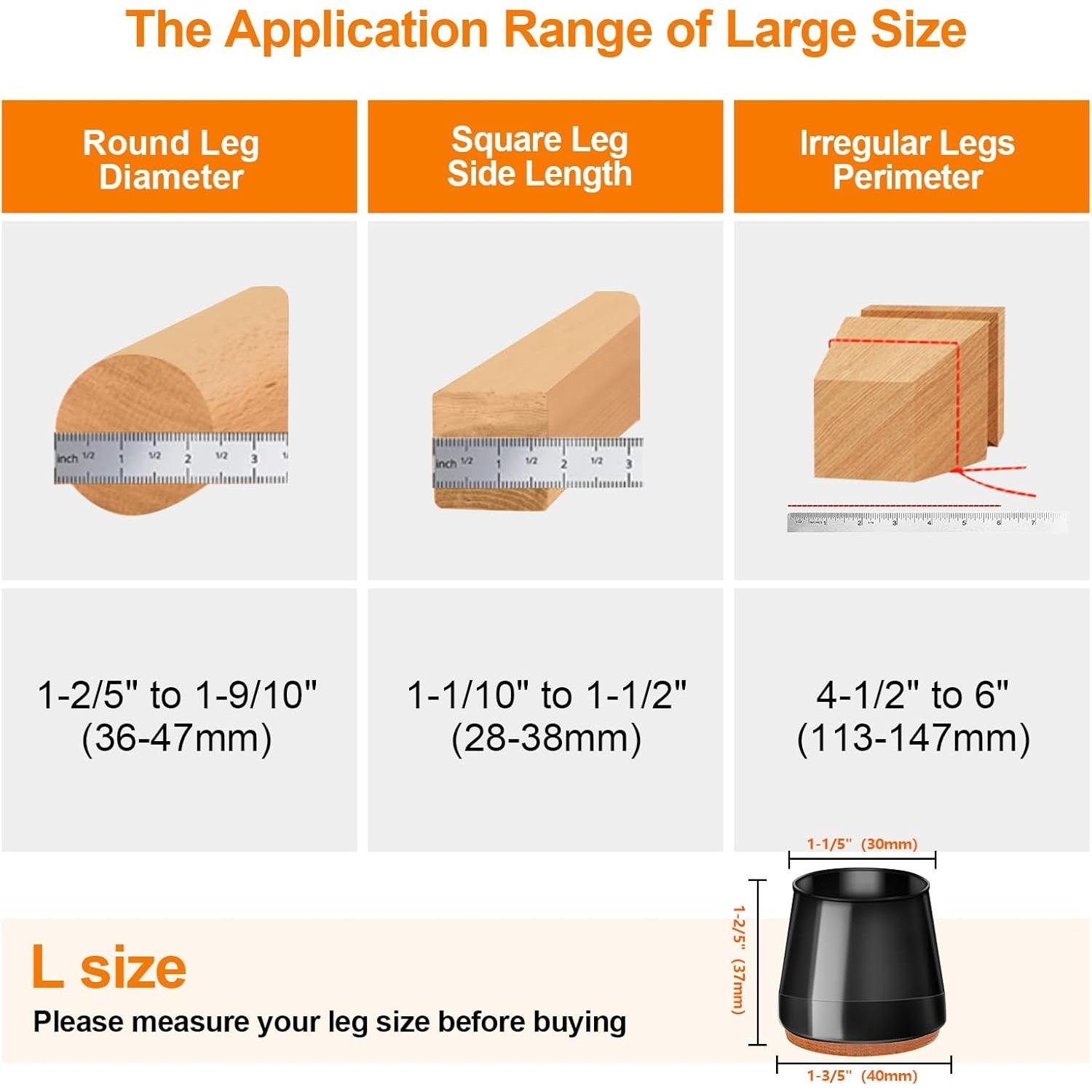 24 Protectores de Suelo de Silicona Joeyrras para Sillas Grandes