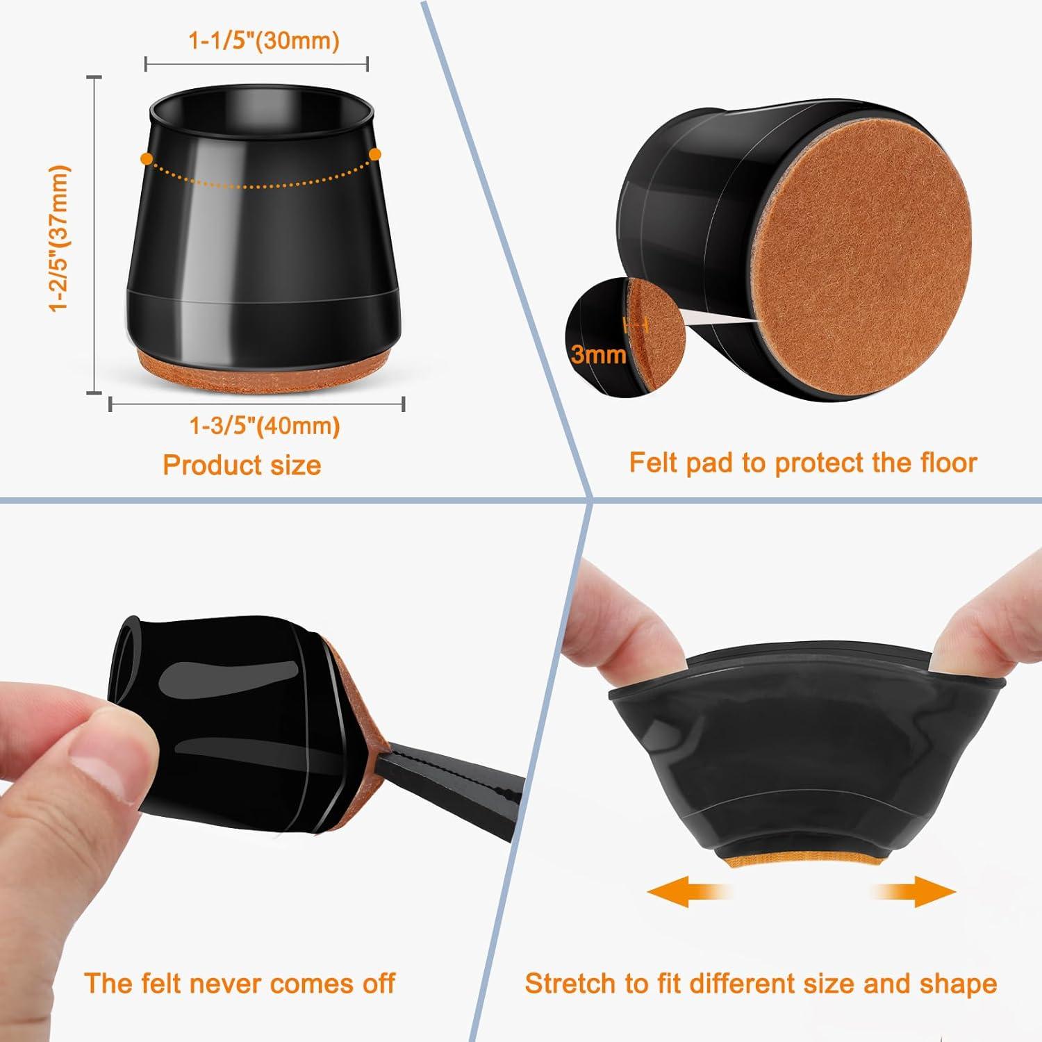 24 Protectores de Suelo de Silicona Joeyrras para Sillas Grandes