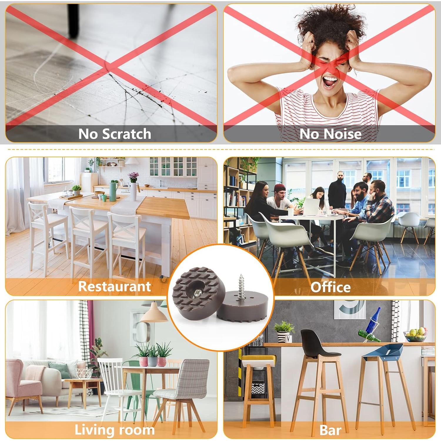 Pies de goma atornillables PROPA 32pcs antideslizantes marrón