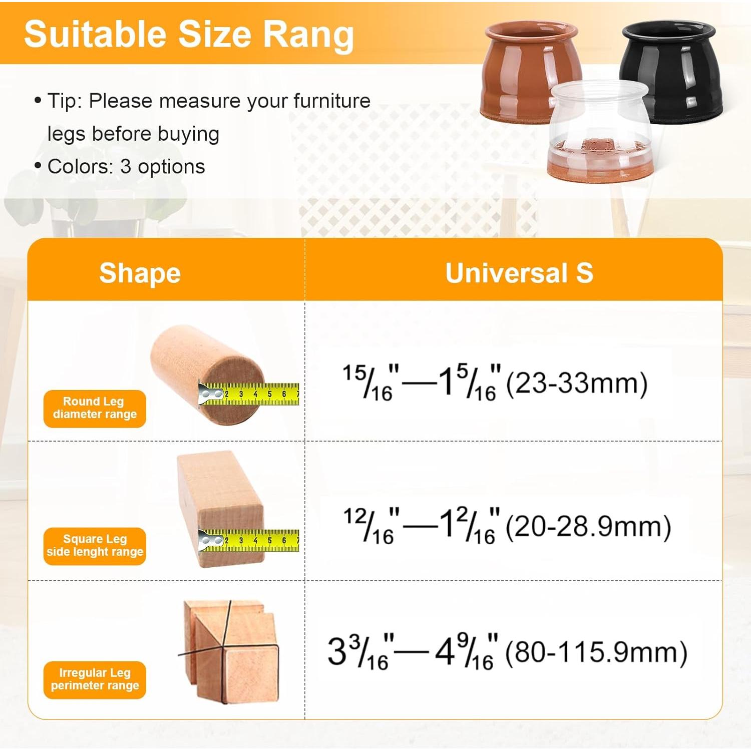 Protectores de Piso CHUNZEXI 24 Pcs Silicona con Fieltro S