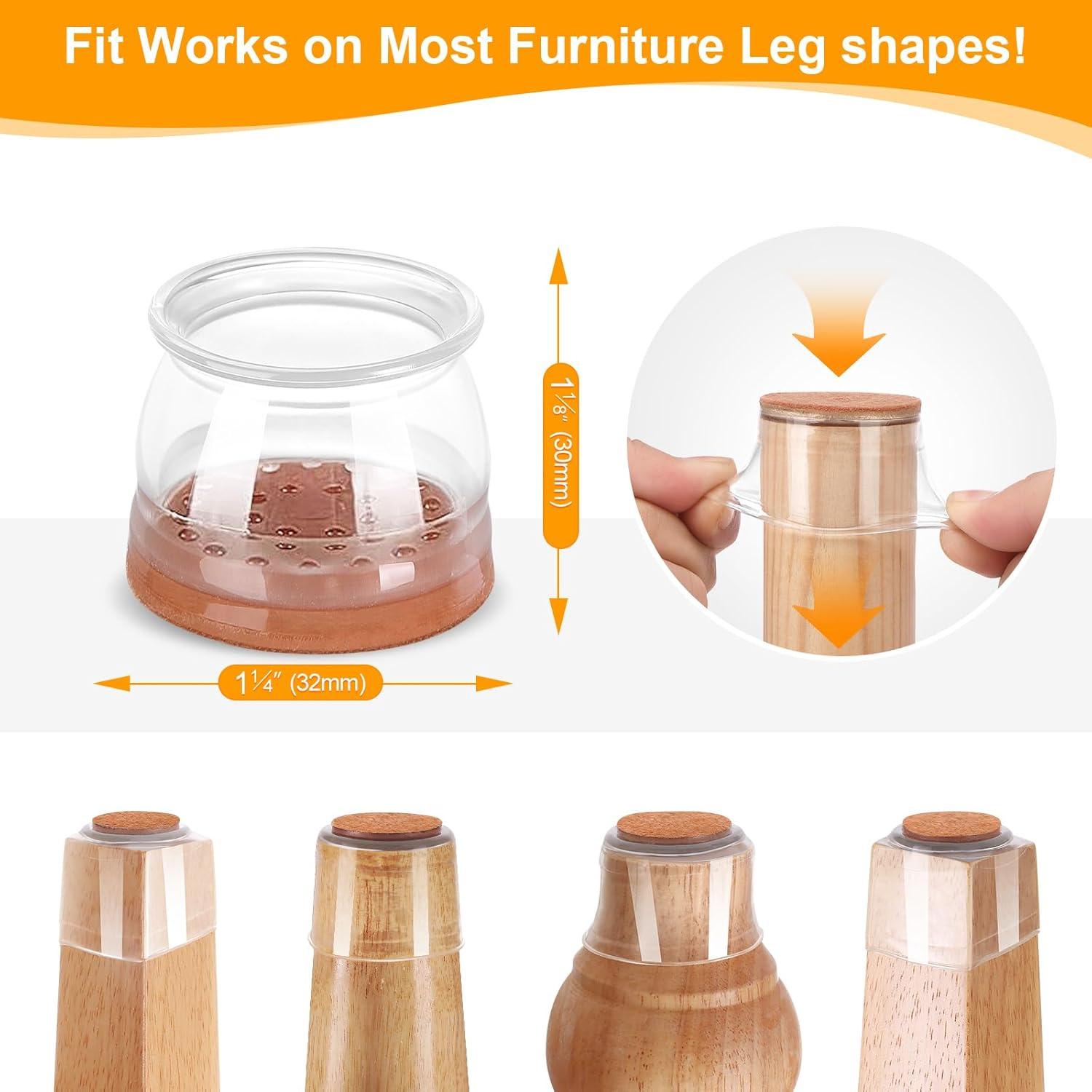 Protectores de Piso CHUNZEXI 24 Pcs Silicona con Fieltro S