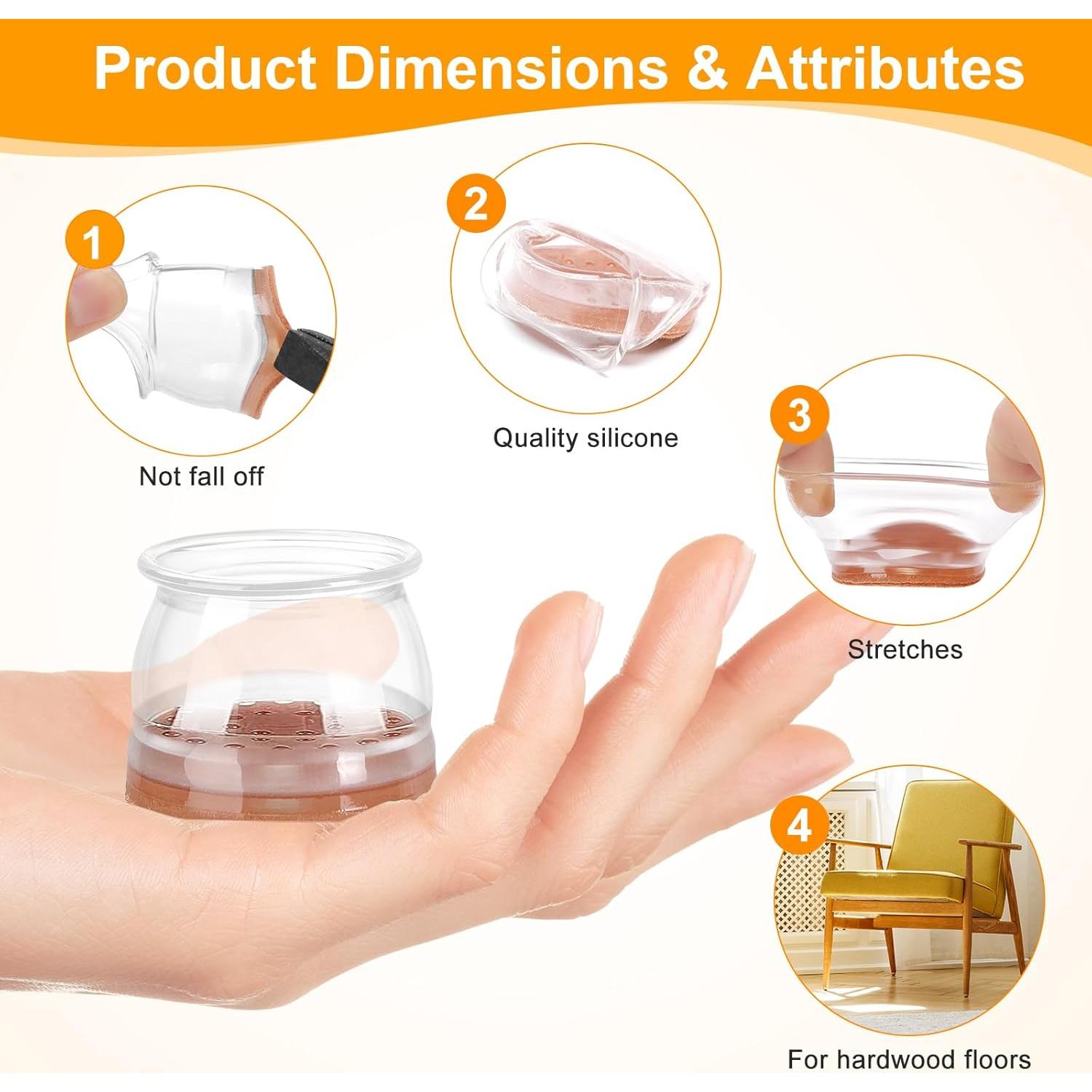 Protectores de Piso CHUNZEXI 24 Pcs Silicona con Fieltro S