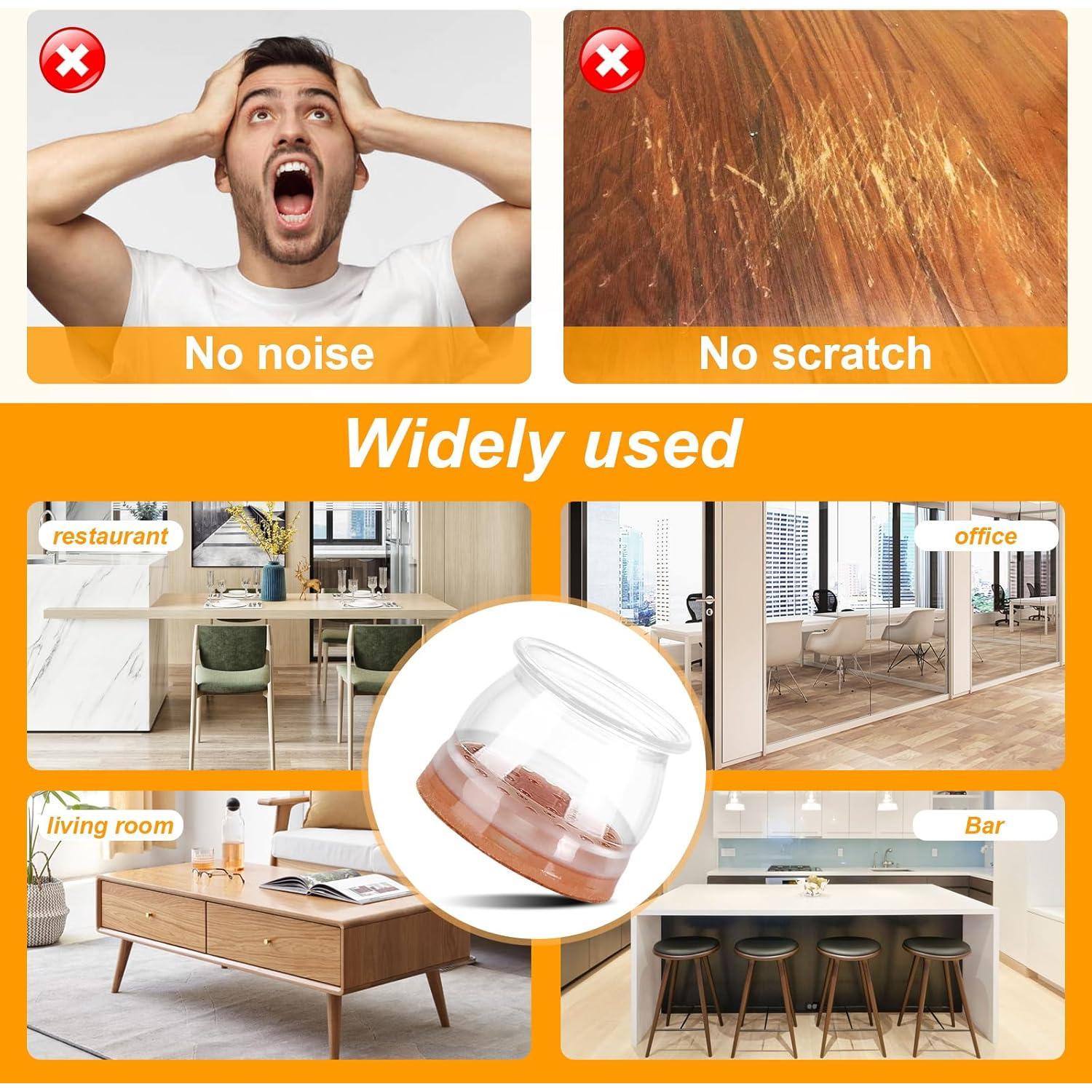 Protectores de Piso CHUNZEXI 24 Pcs Silicona con Fieltro S