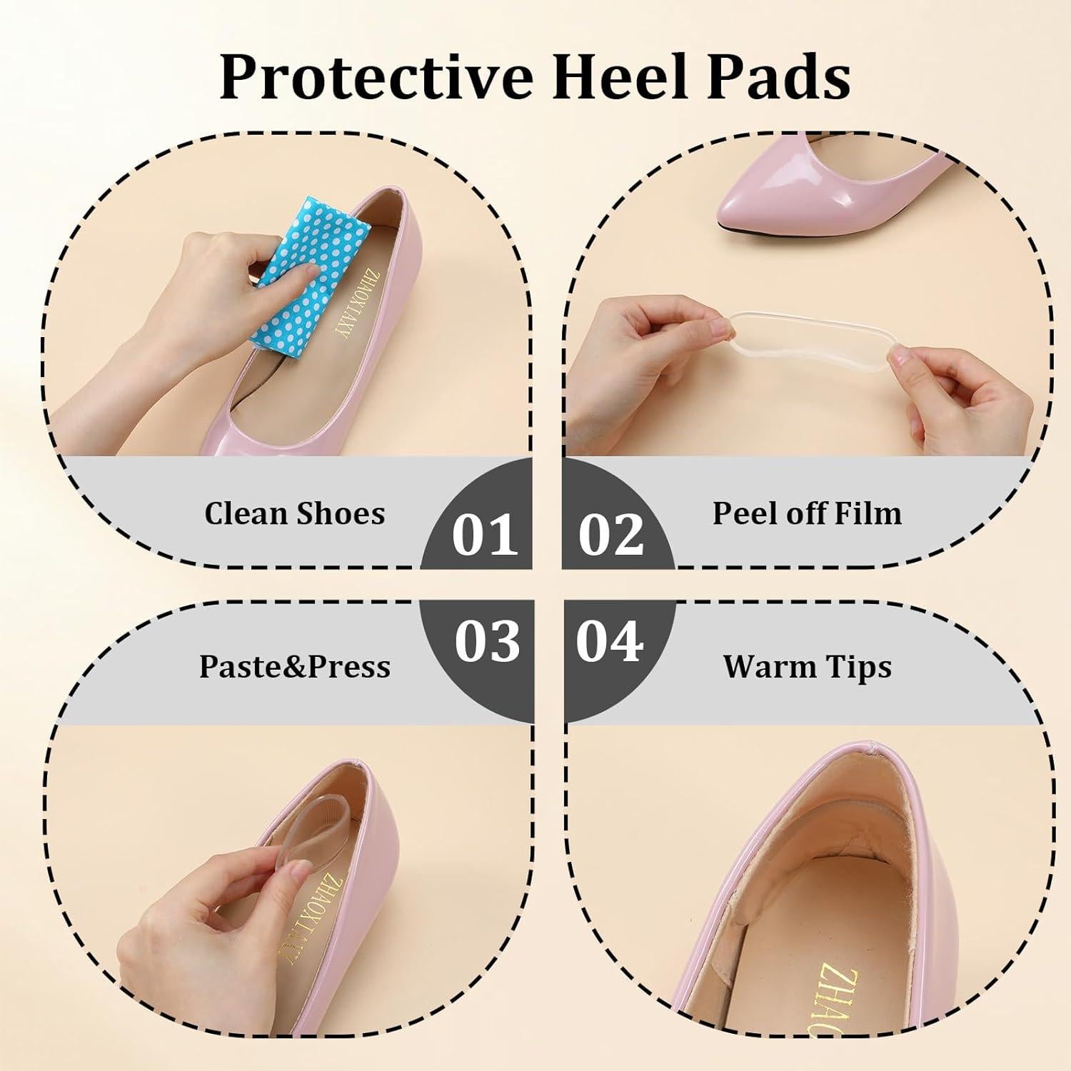 16 Almohadillas de Silicona para Tacones Bremorou Transparente