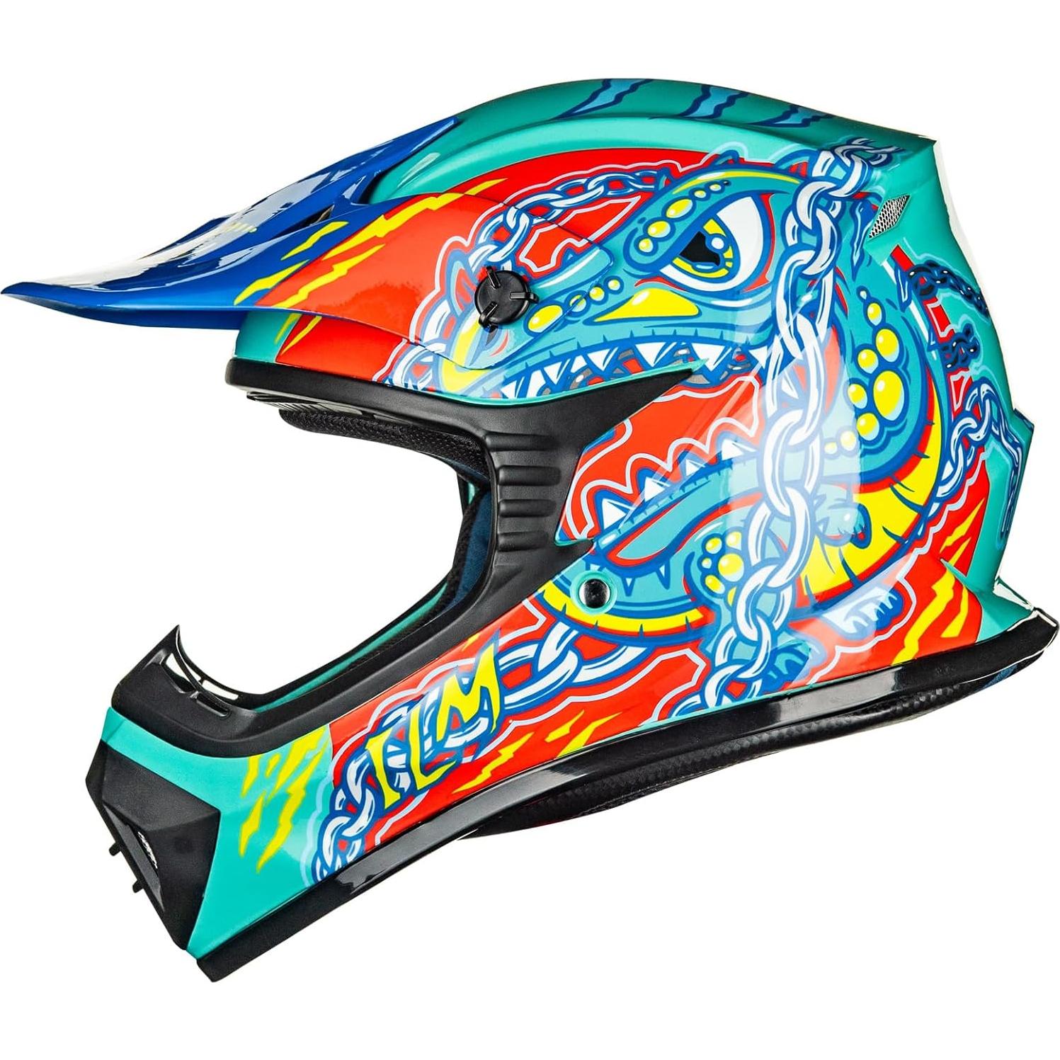 Casco ILM 128YS para Niños Motocross Verde Cocodrilo