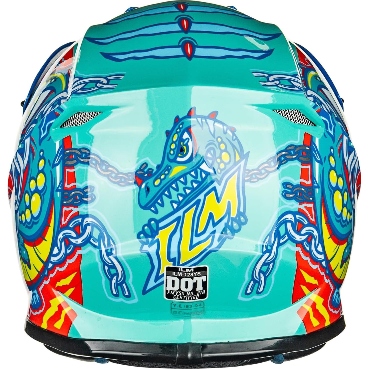 Casco ILM 128YS para Niños Motocross Verde Cocodrilo
