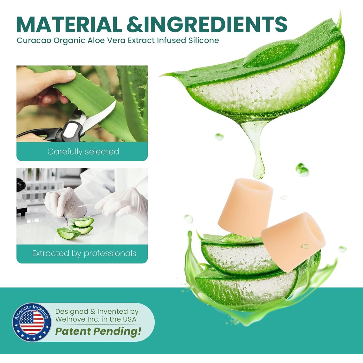 Protectores de Dedos Meñiques Welnove - 12 Cubiertas de Gel con Aloe Vera