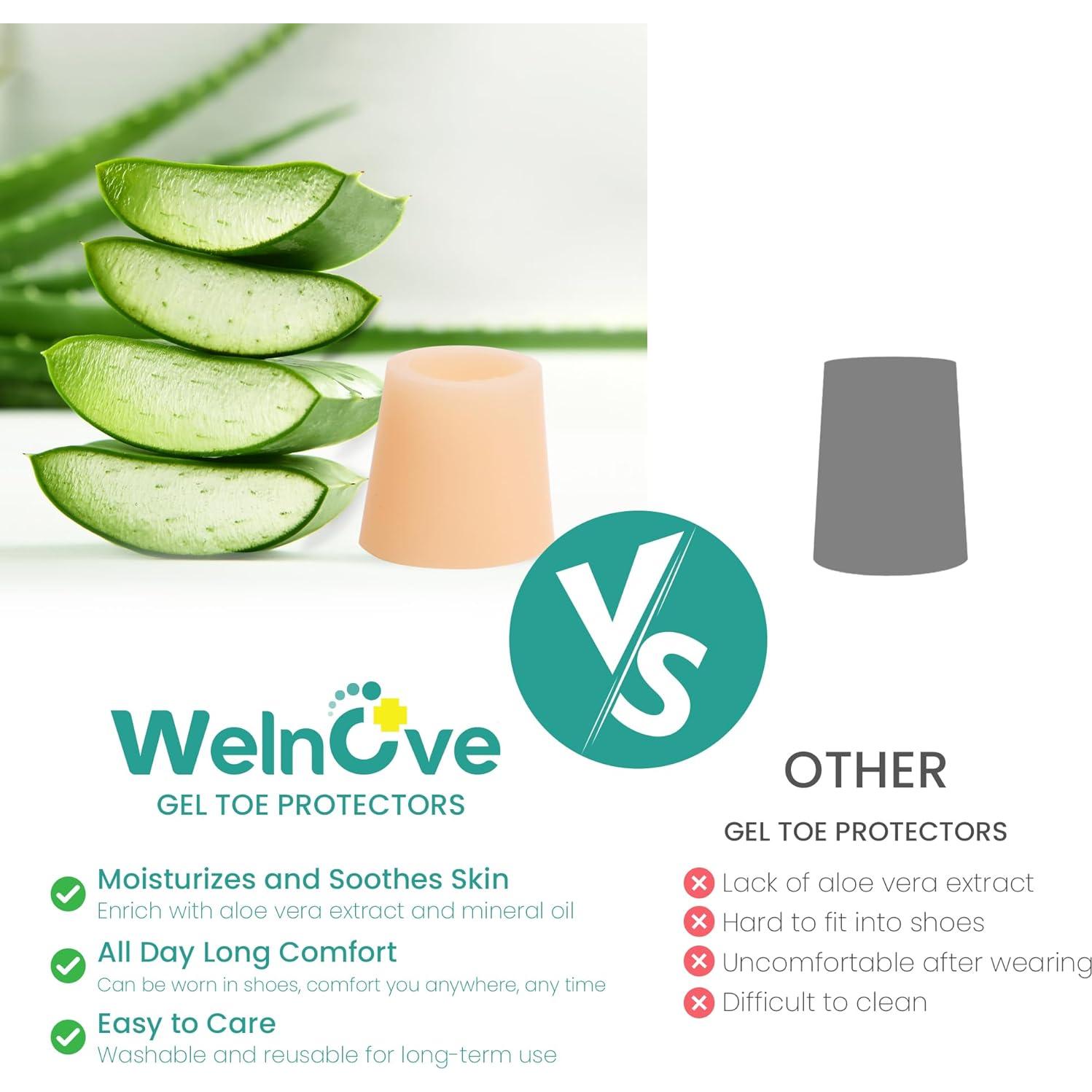 Protectores de Dedos Meñiques Welnove - 12 Cubiertas de Gel con Aloe Vera