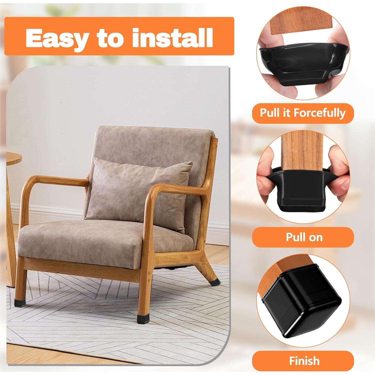 28 Deslizadores de Piernas de Silla Cuadrados BAIPOK - Protección para Alfombra