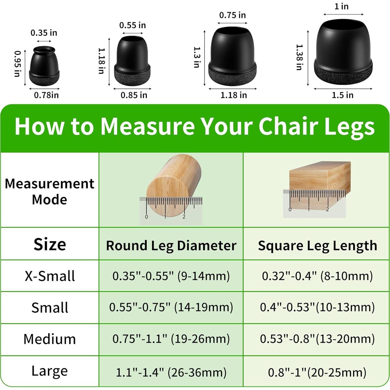 24 Protectores de Patas de Silla GAGUIUP Silicona y Fieltro