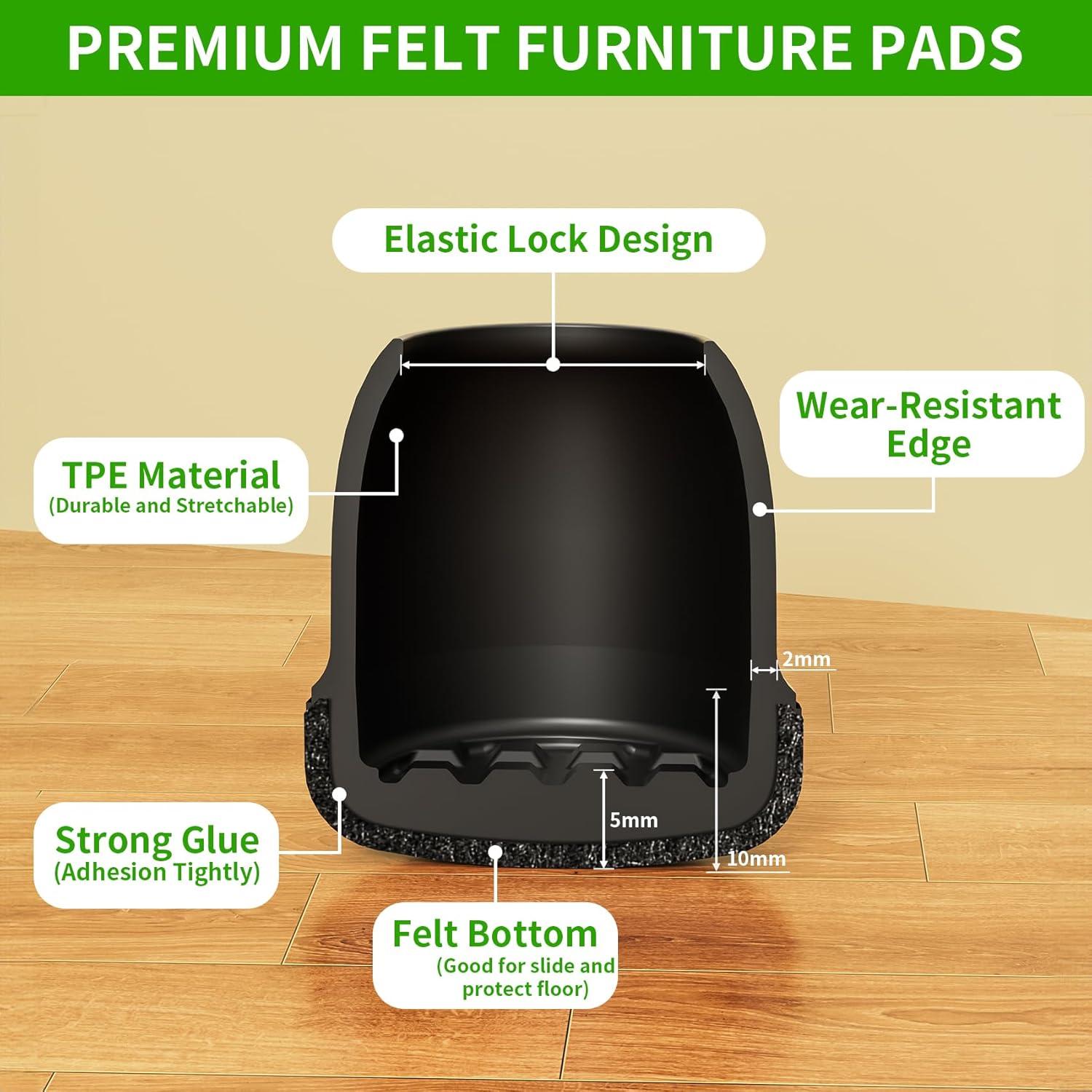 24 Protectores de Patas de Silla GAGUIUP Silicona y Fieltro