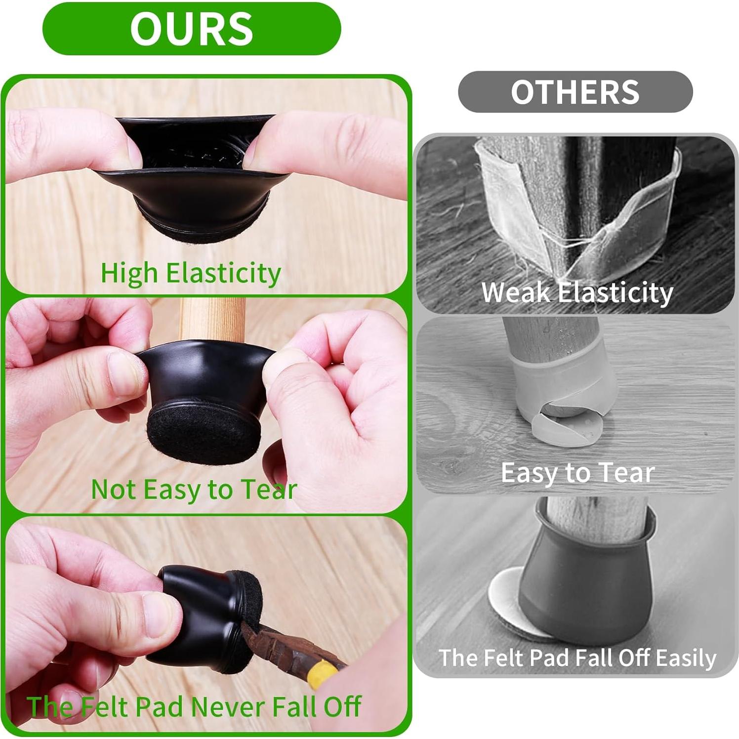 24 Protectores de Patas de Silla GAGUIUP Silicona y Fieltro