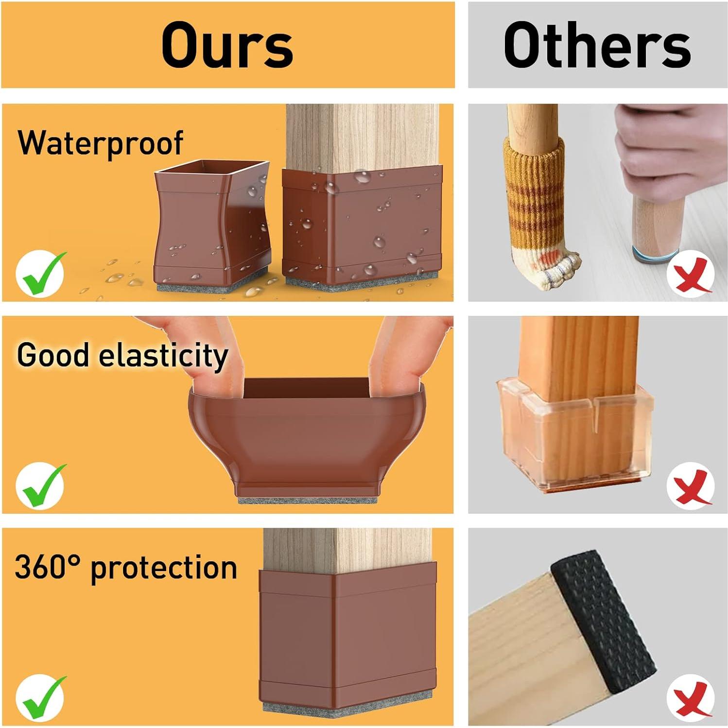 Protectores de Pies de Silla CHWM 16 PCS Silicona Marrón