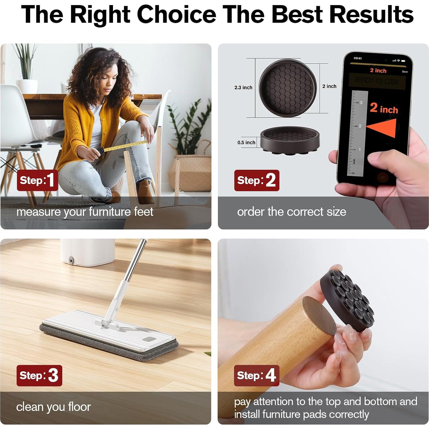 Almohadillas Antideslizantes BOIVSHI 16 Pcs 5.08 cm para Muebles