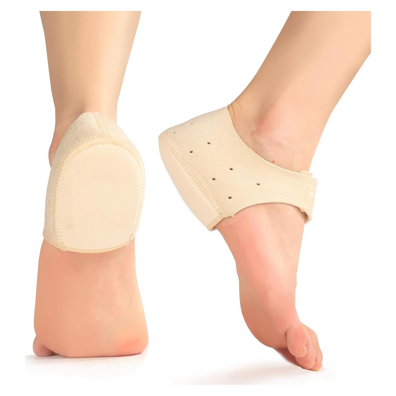 Protectores de talón Promifun para fascitis plantar, beige, S