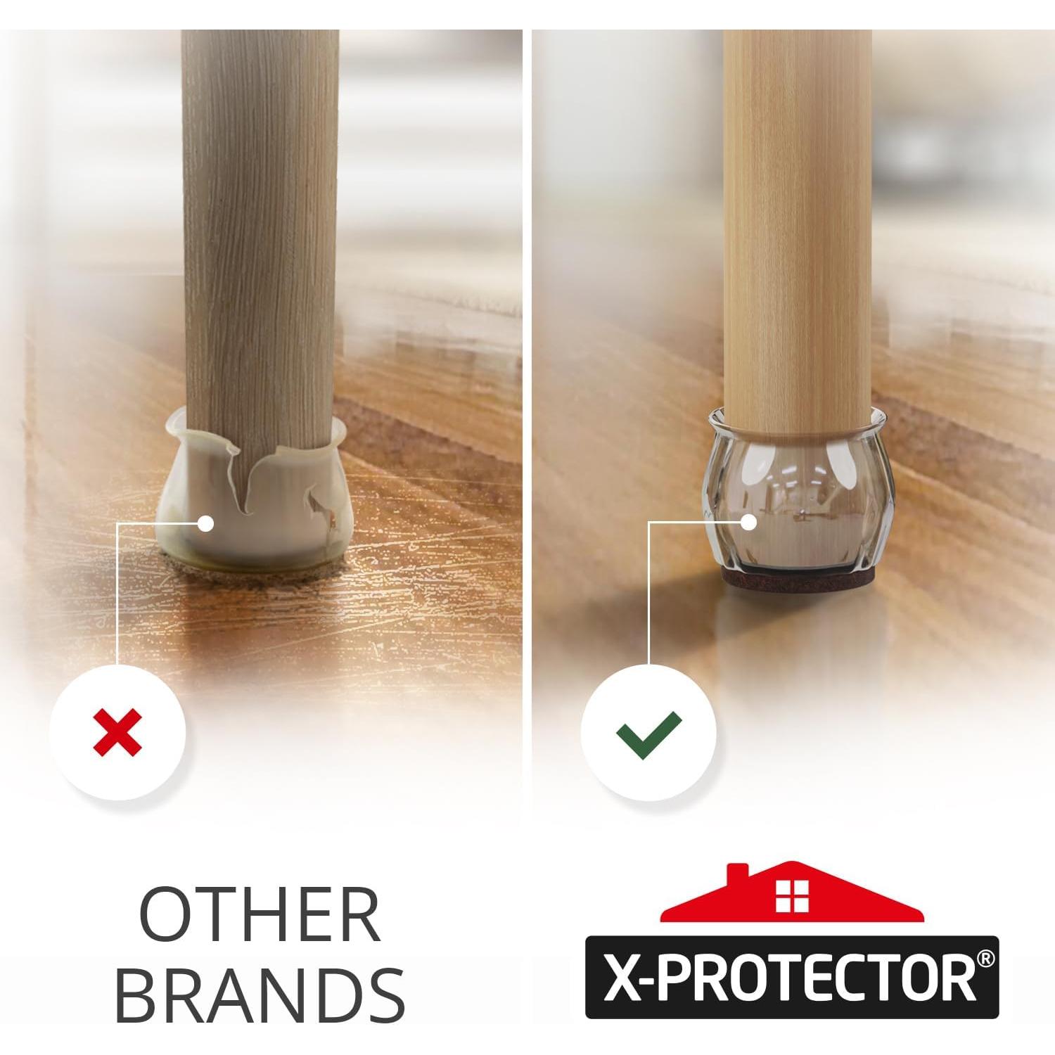 32 Protectores de Suelo para Patas de Silla X-Protector 3.6-4.6 cm