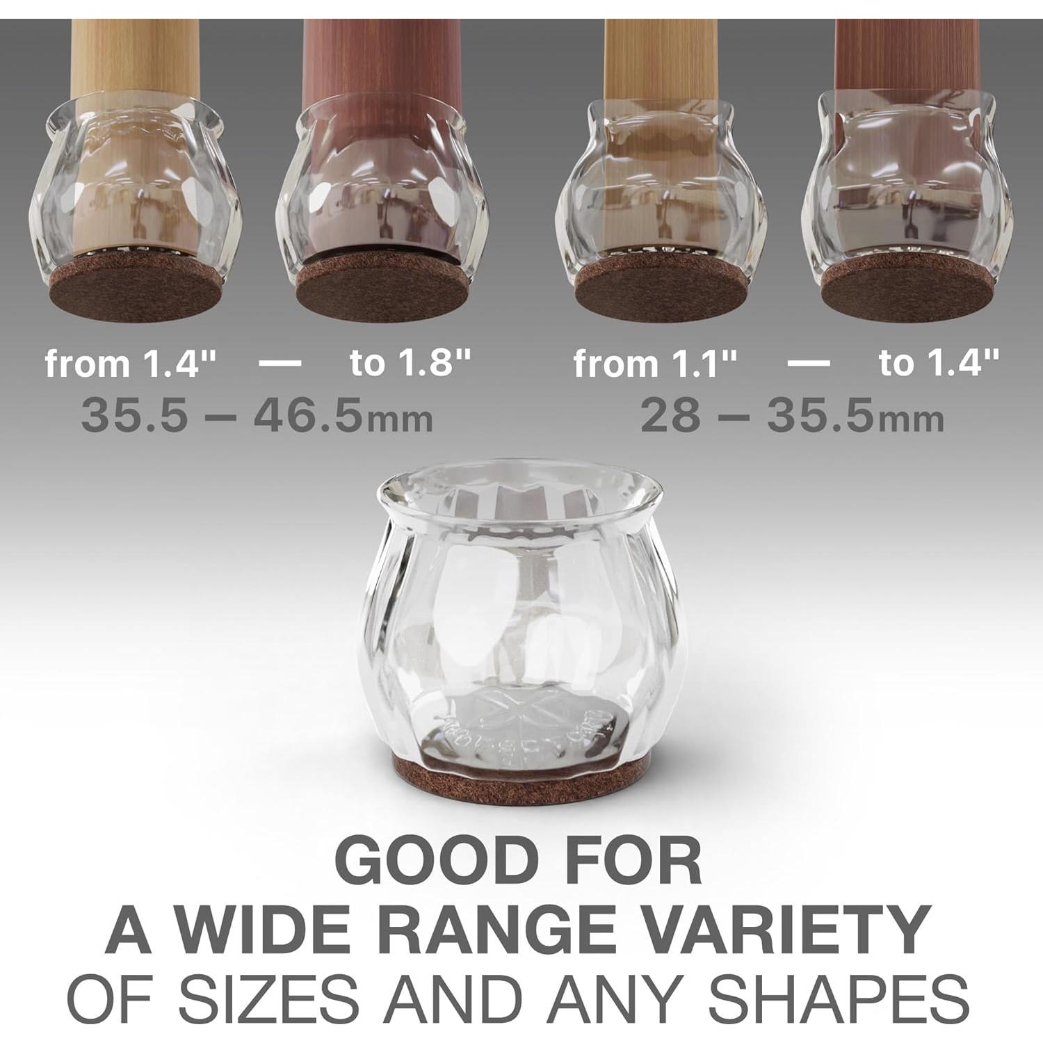 32 Protectores de Suelo para Patas de Silla X-Protector 3.6-4.6 cm