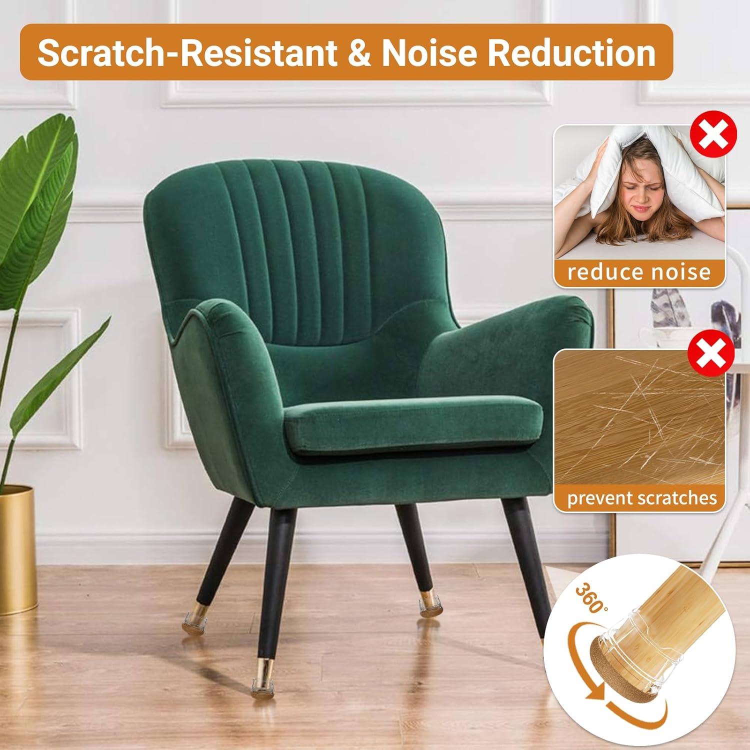 Upgrade 24 PCS Silicone & Felt Chair Leg Floor Protectors for Hardwood Floors - Furniture Pads, Chair Leg Covers/Caps - No Noise & Scratch-Proof - Round M (Fits 1"-1 3/16" / 26-30mm), Clear