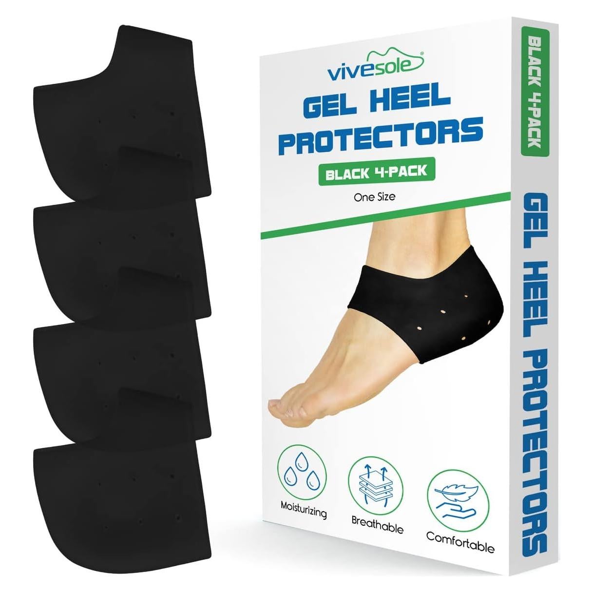 Protectores de Talón de Silicona ViveSole - 2 Pares - Alivio para Ampollas y Fascitis Plantar