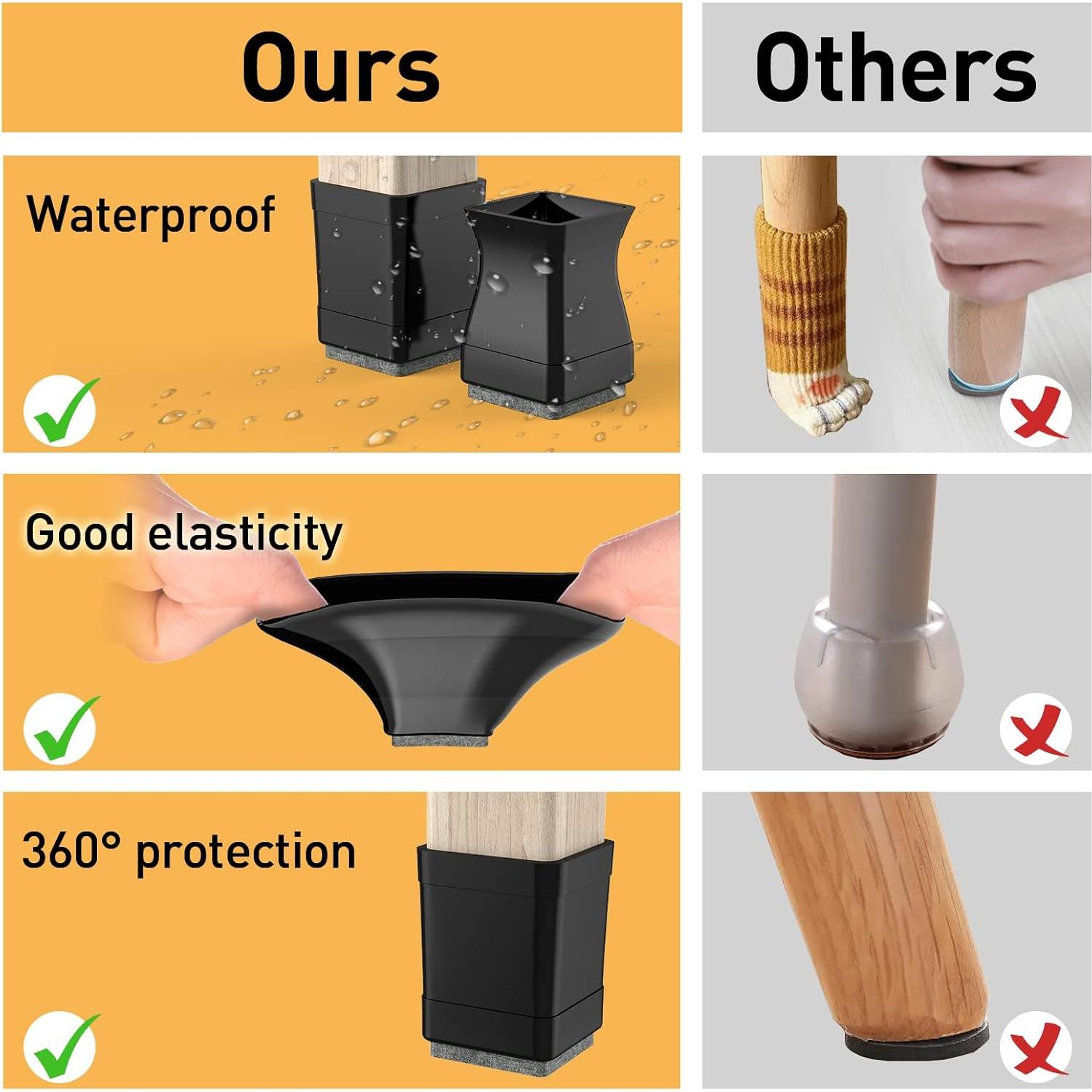 Protectores de patas de silla cuadrados CHWM 16 piezas silicona