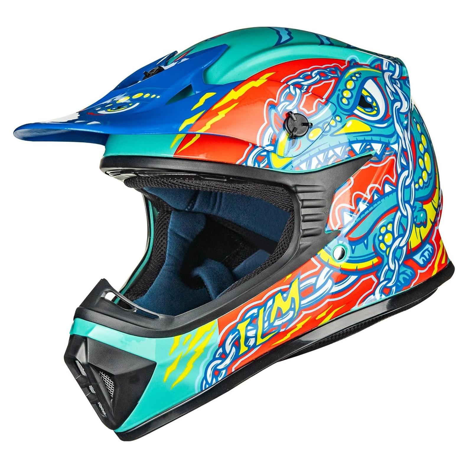Casco ILM 128YS Verde Cocodrilo Juvenil Grande Offroad