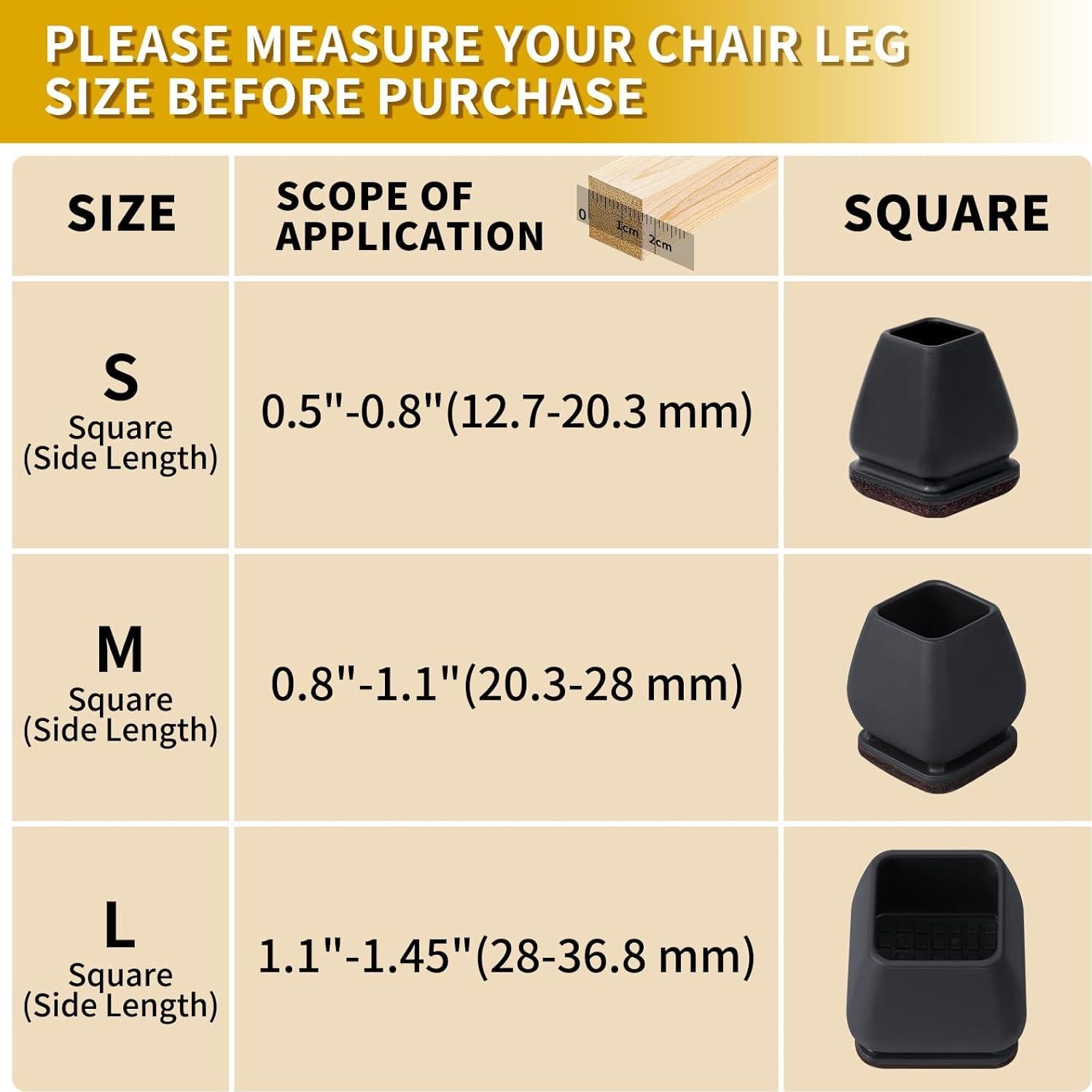 Ezprotekt 24 Protectores de Suelo de Silicona para Patas Cuadradas